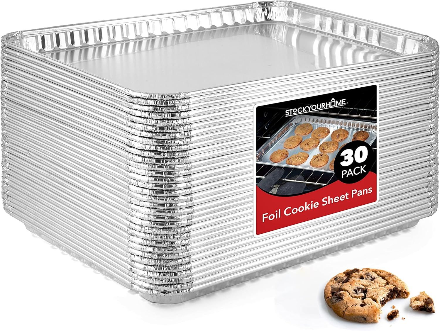 Disposable Aluminum Foil Cookie Sheet Pans, 30-Pack