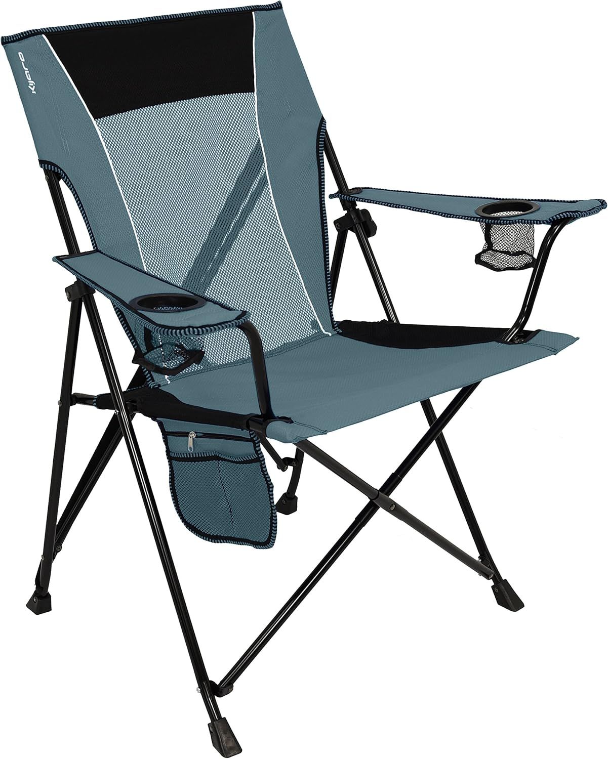 Gray Mesh and Alloy Steel Outdoor Camping Chair with Cup Holders