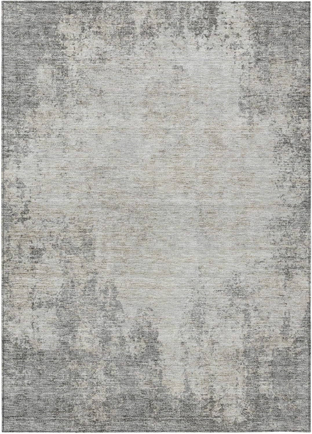 Gray Abstract Machine-Washable Indoor Outdoor Rug 2'6" x 3'10"