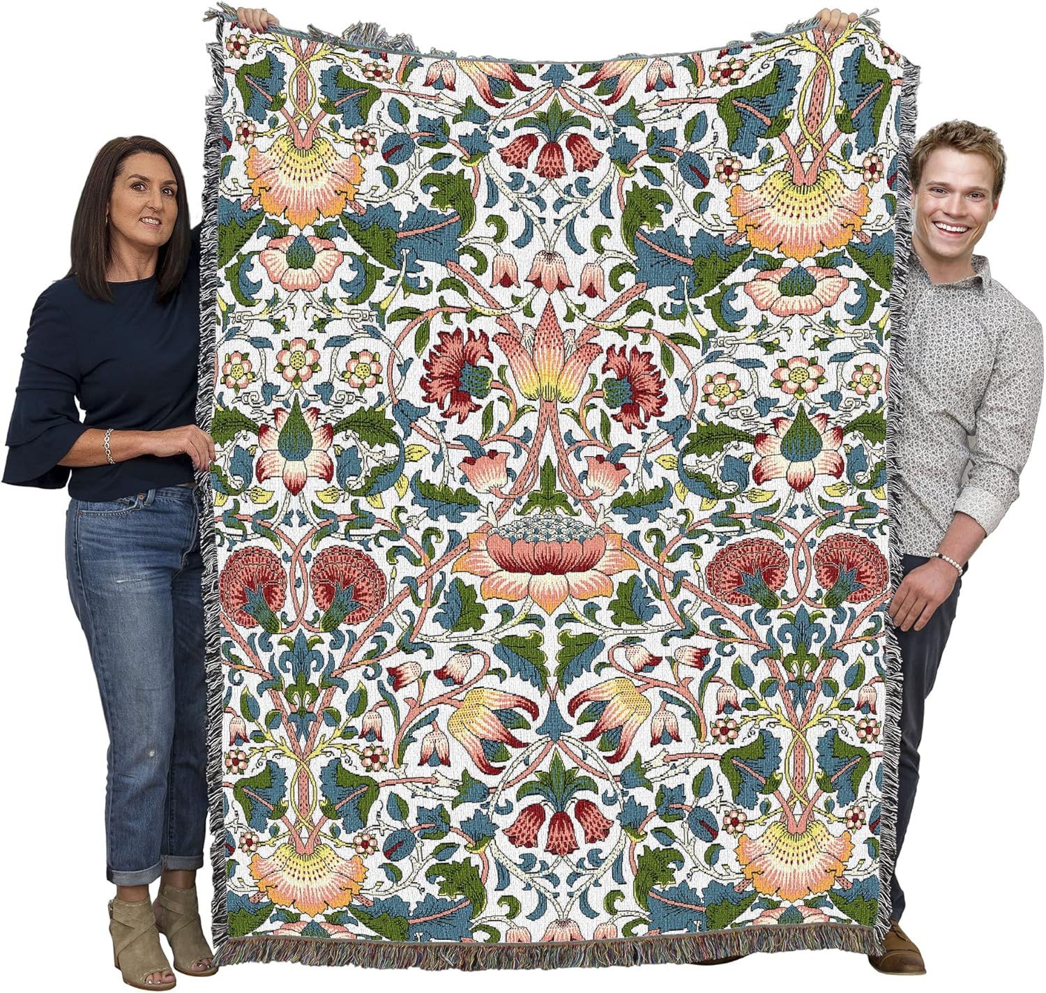 Colorful Floral Cotton Tapestry Throw Blanket