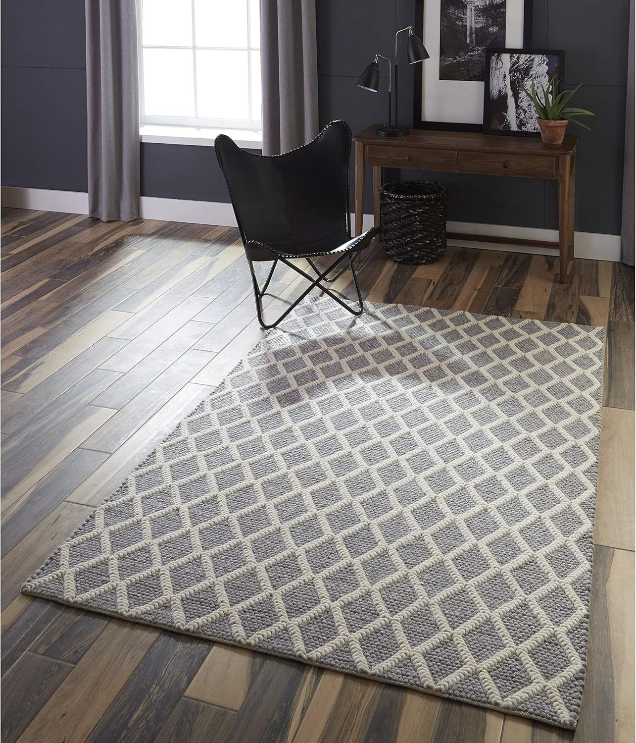 Natural Wool and Viscose Hand-Tufted Runner Rug