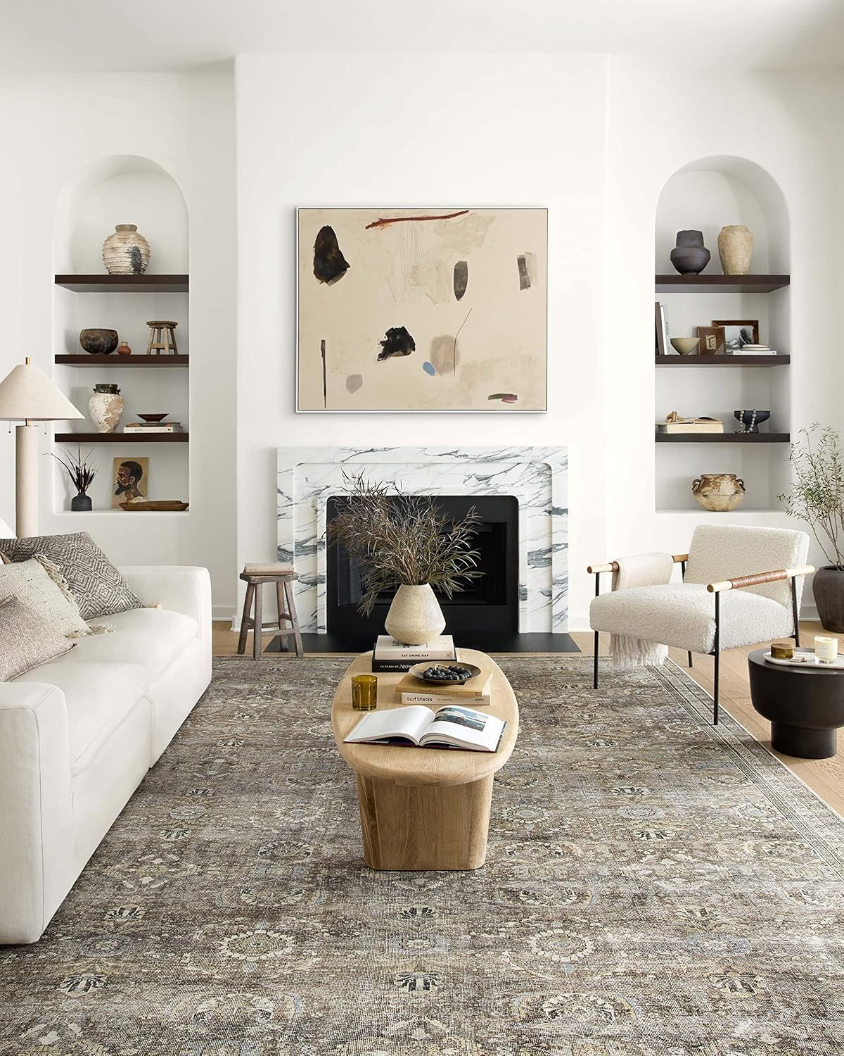 Layla Gray and Taupe Distressed Bohemian Printed Area Rug