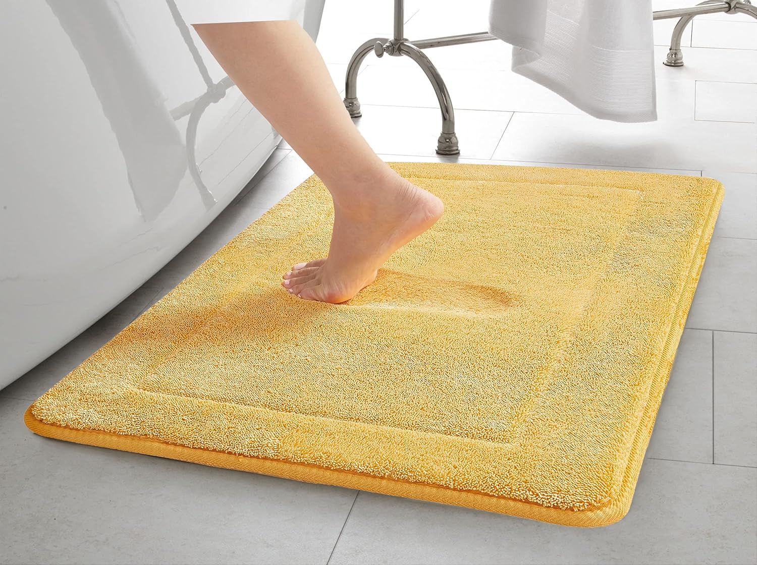 Daffodil Yellow Memory Foam Terry Bath Mat 17x24