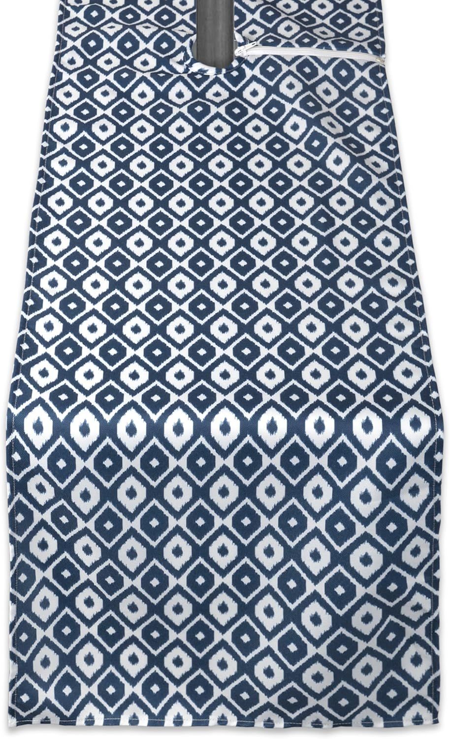 Blue Ikat Polyester Outdoor Table Runner with Zipper, 14x108