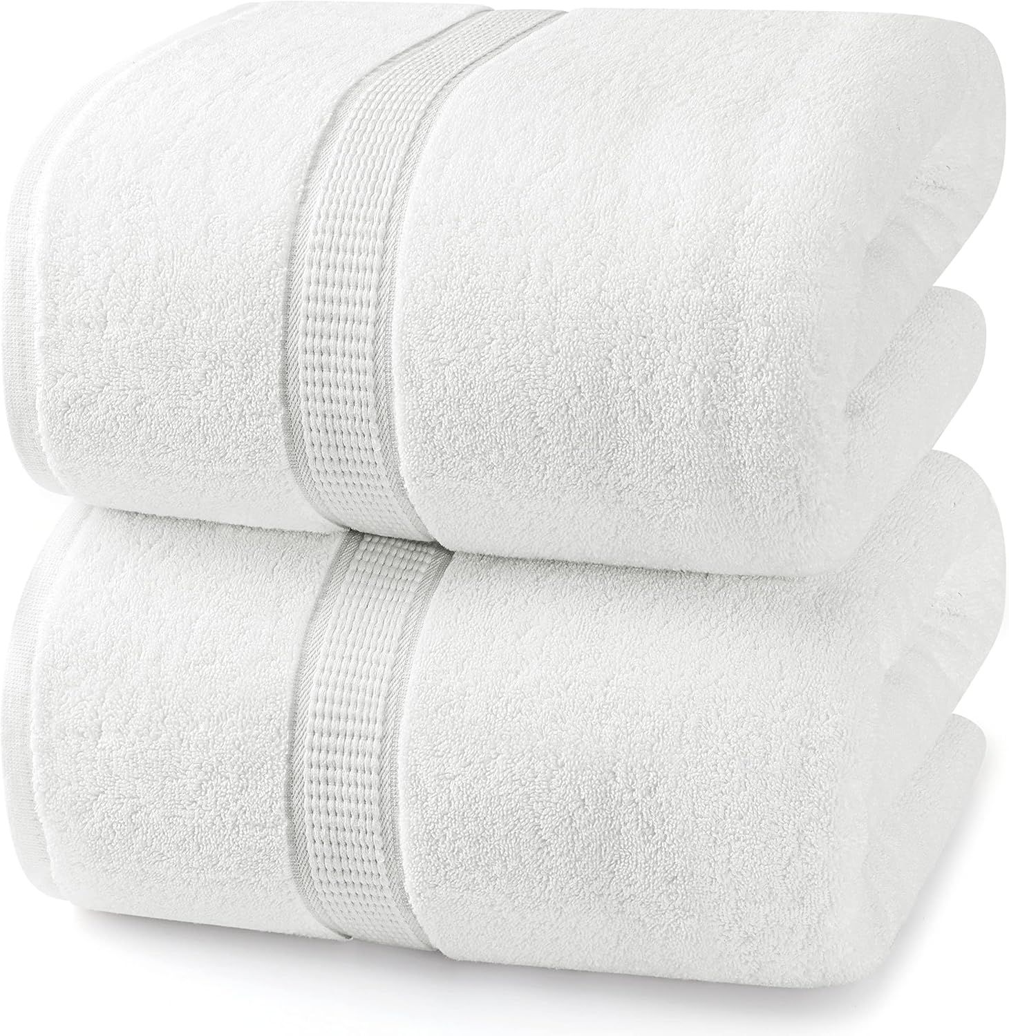 Oversized White Cotton Jumbo Bath Sheets, 2-Pack