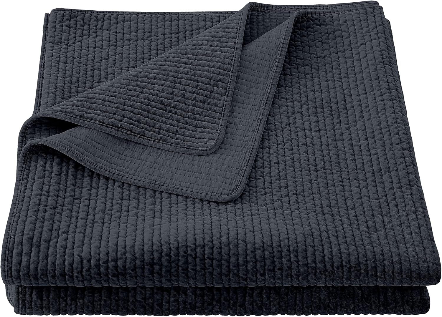 Navy Twin Stonewashed Cotton Velvet Quilt Set