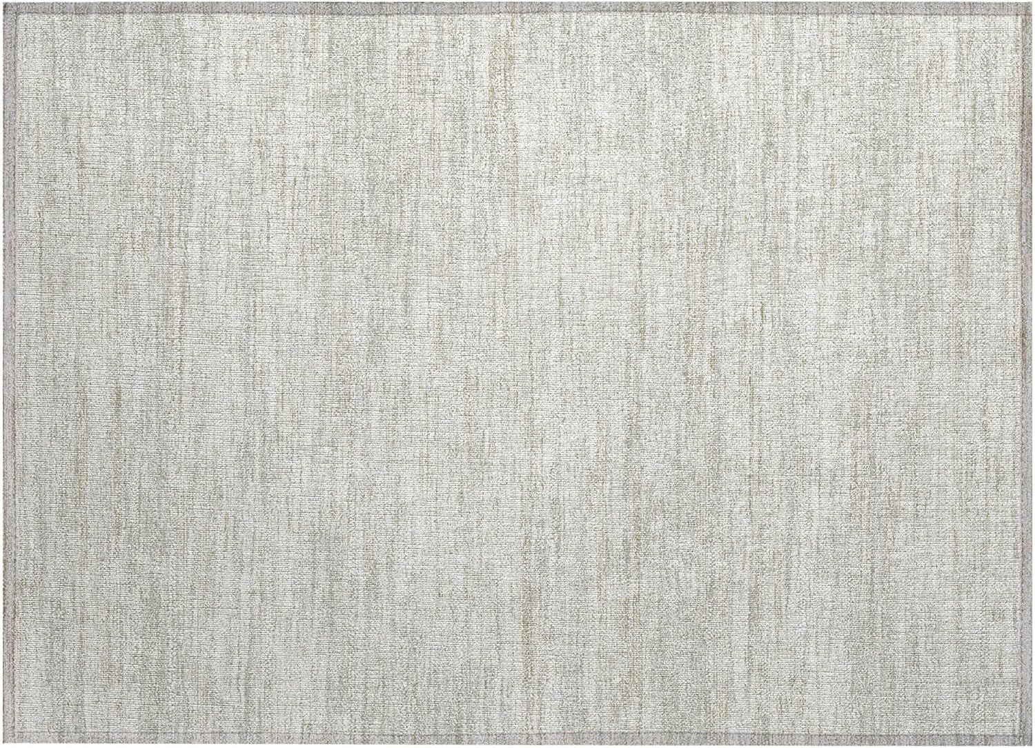 Beige Synthetic Flat Woven Stripe Rectangular Rug 5' x 7'