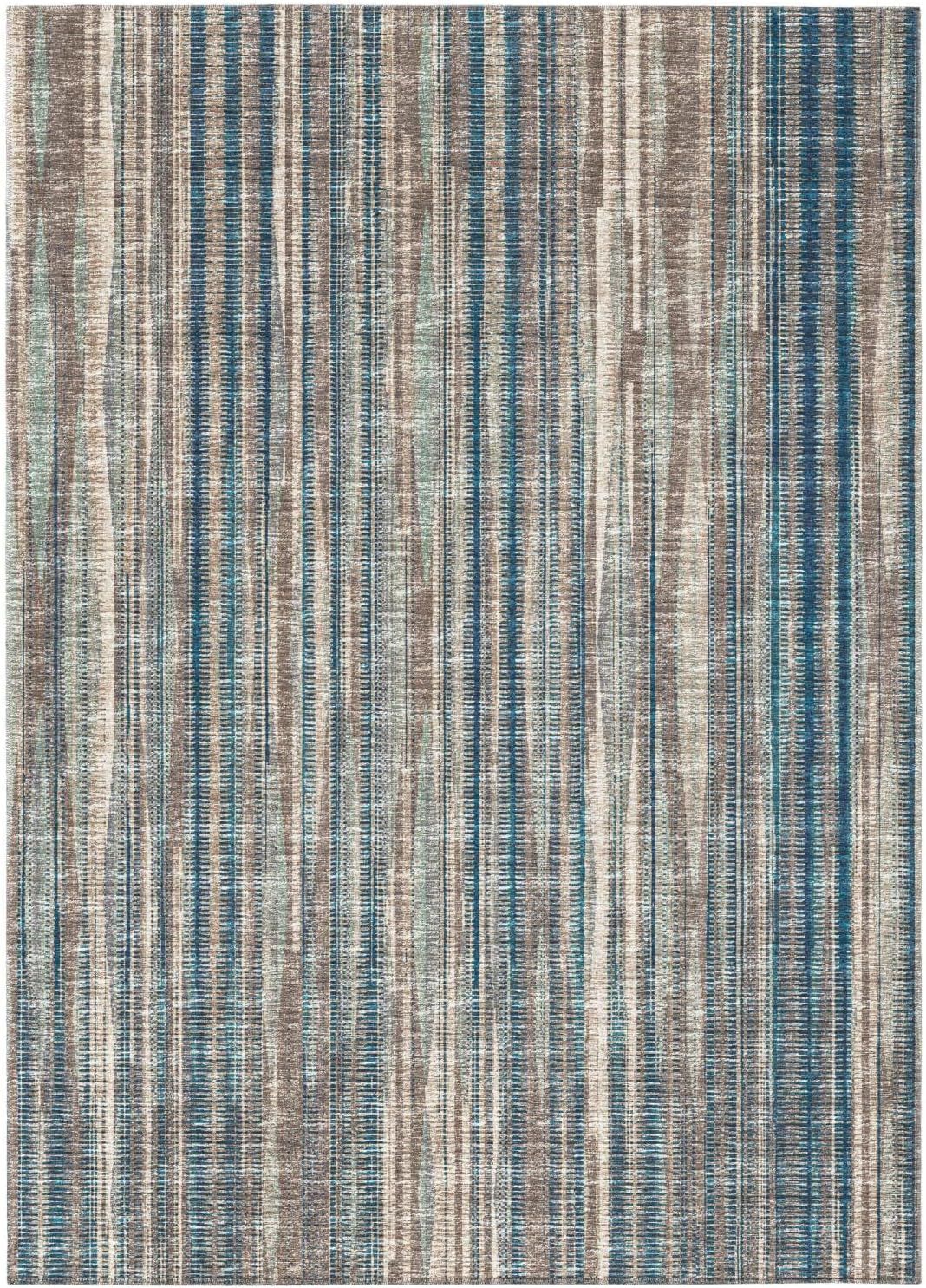 Earth Tone Striped 3' x 5' Machine Washable Rug