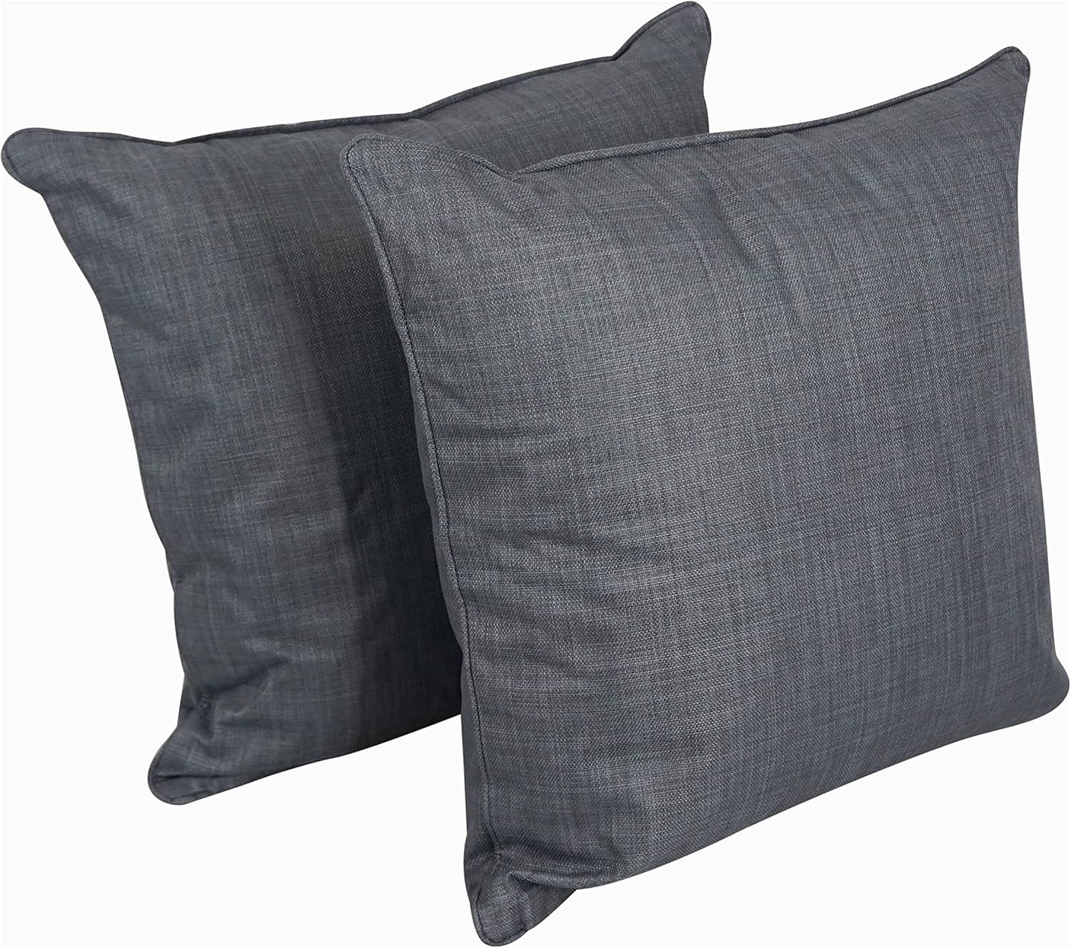 Cool Gray 25" Double-corded Polyester Square Floor Pillows, Set of 2