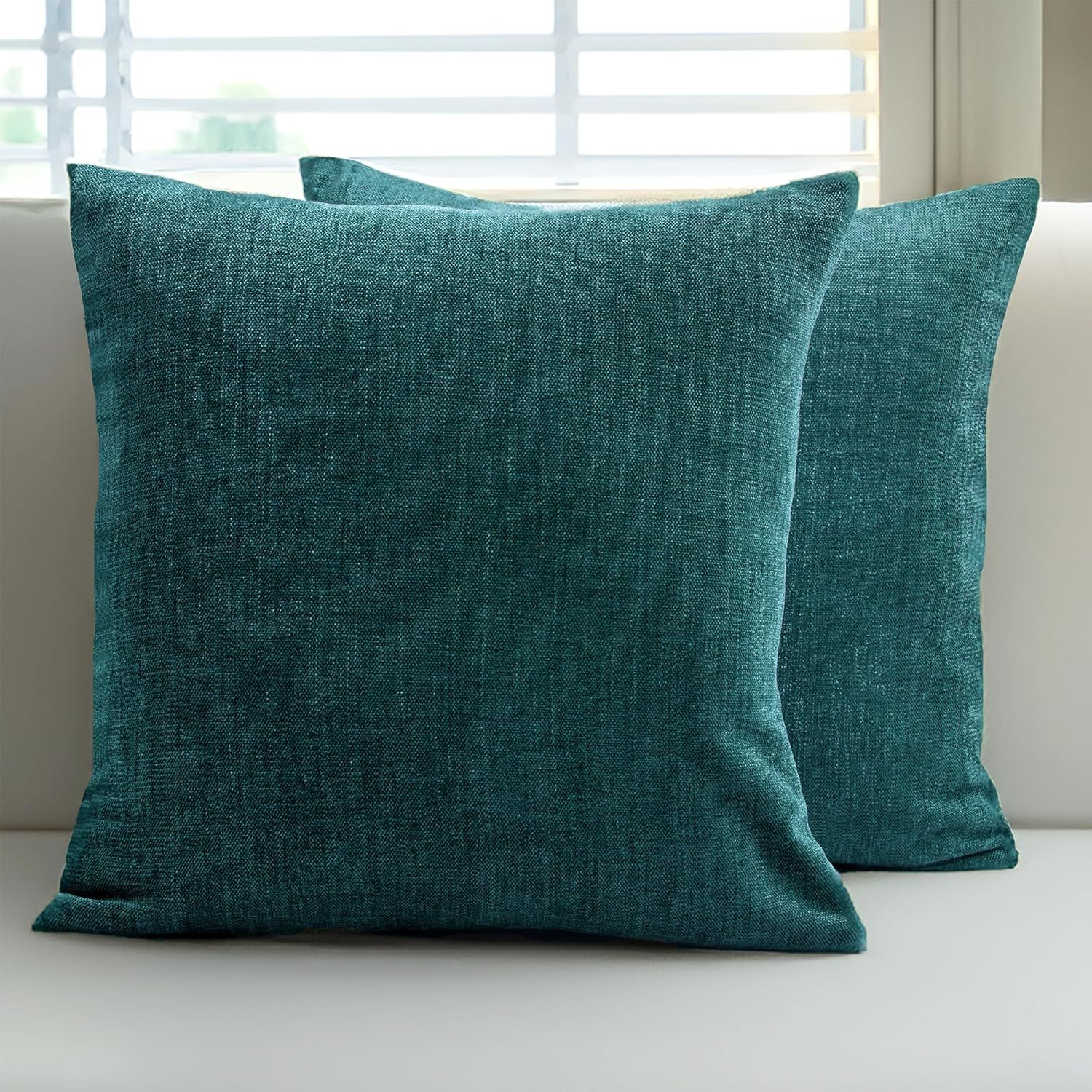 Teal Chenille 18x18 Euro Pillow Covers, Pack of 2