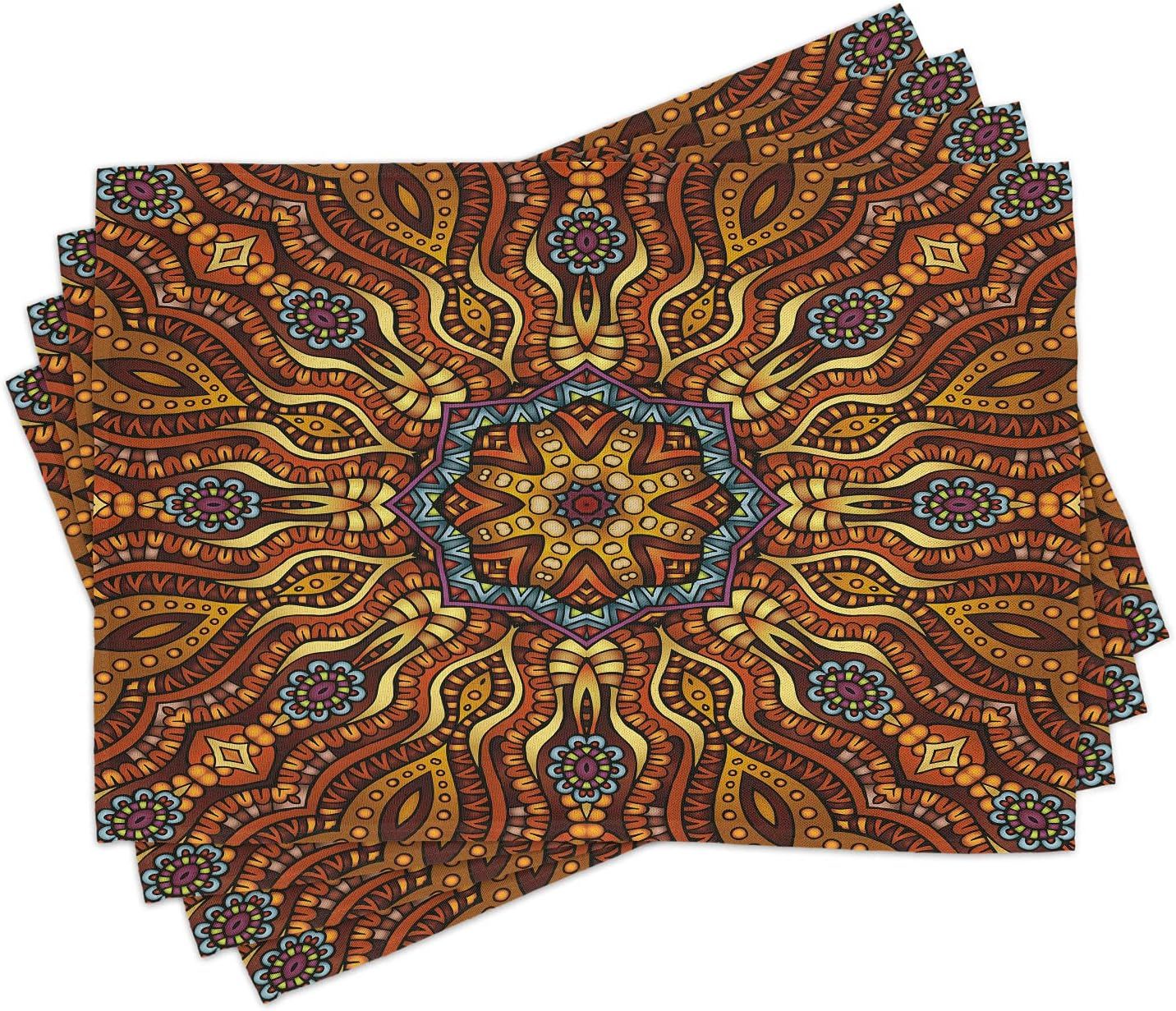 Ethnic Mosaic Yellow Marigold Polyester Placemats Set of 4