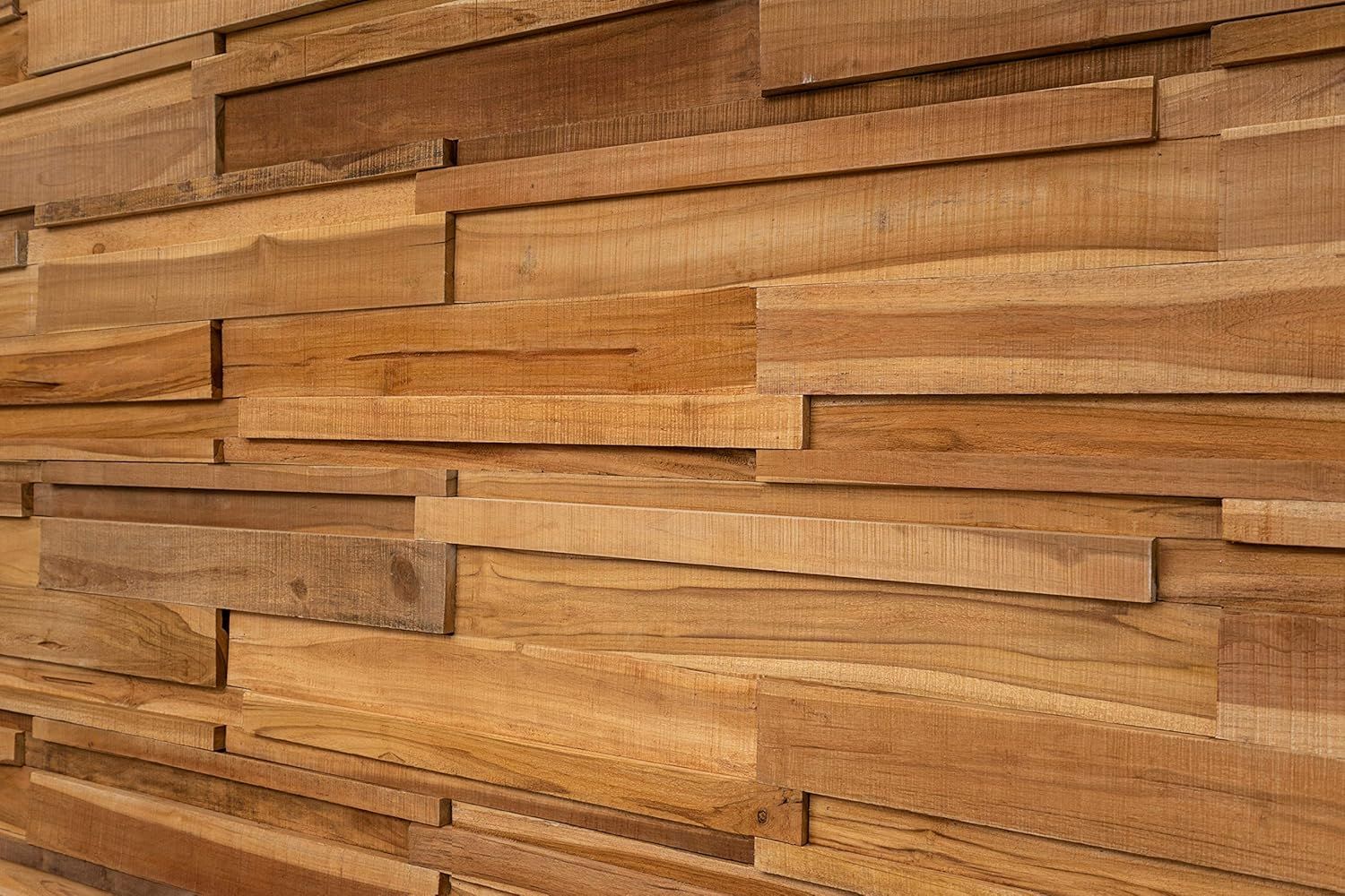 Handmade Teak 3D Textured Wall Panels Set of 6