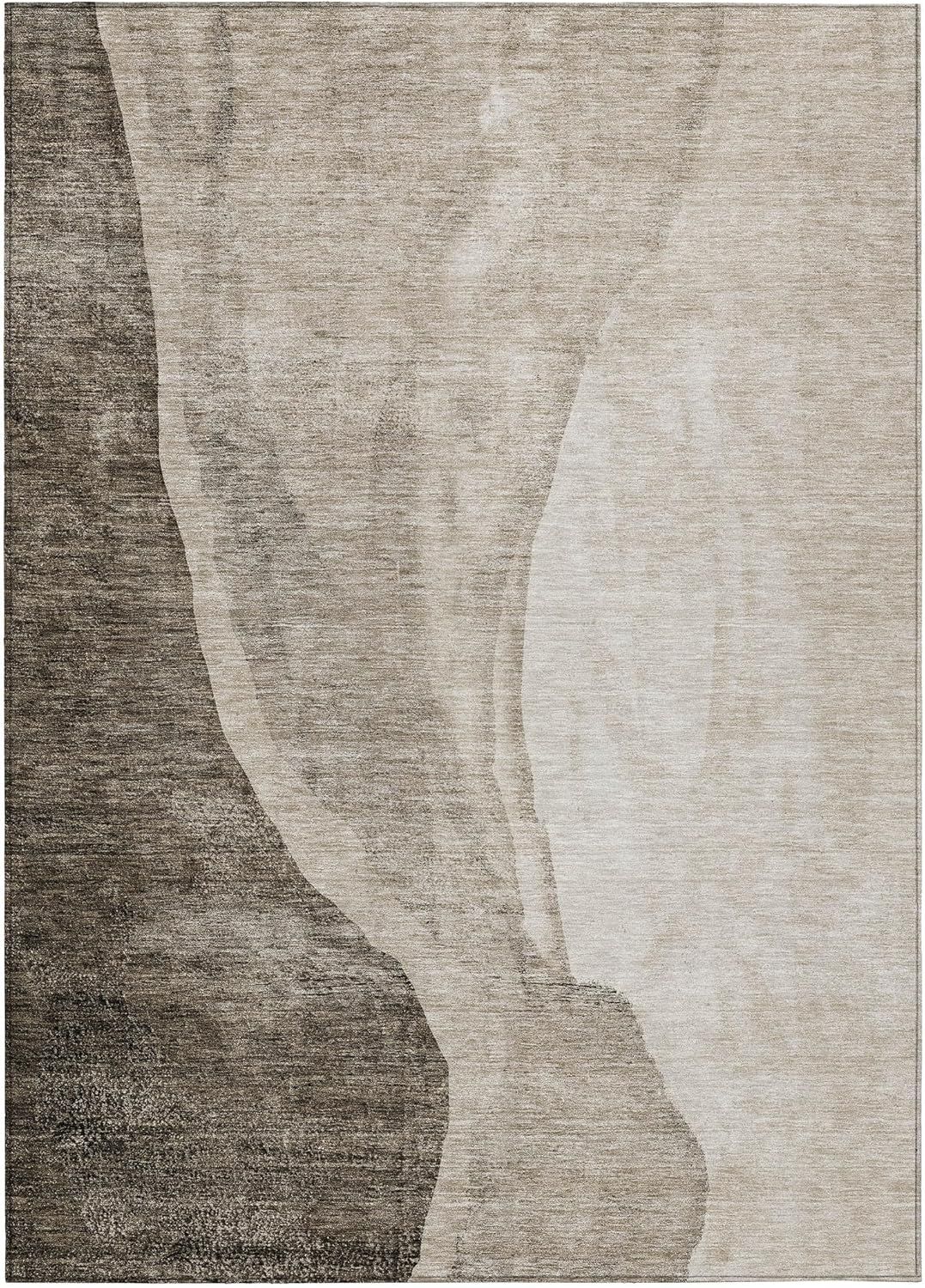 Taupe Abstract Flat Woven Synthetic 8' x 10' Area Rug