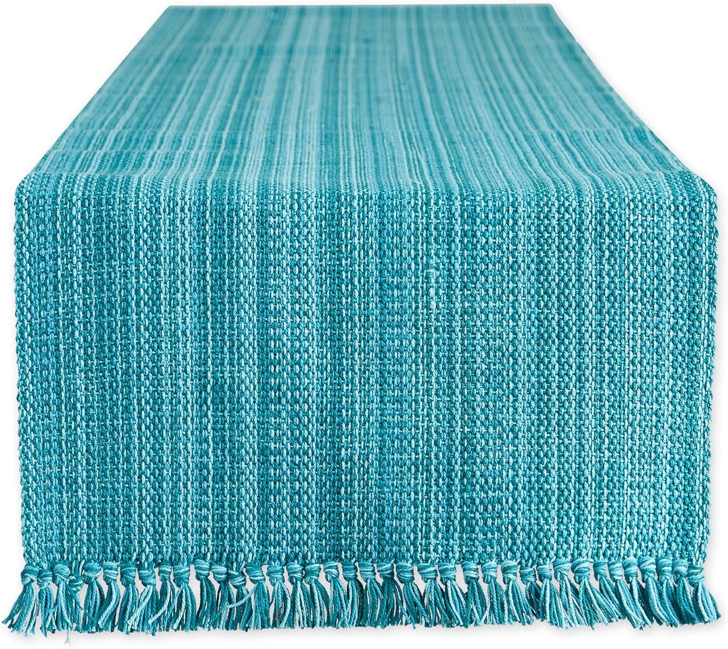 Teal Cotton Fringe Table Runner 13x72