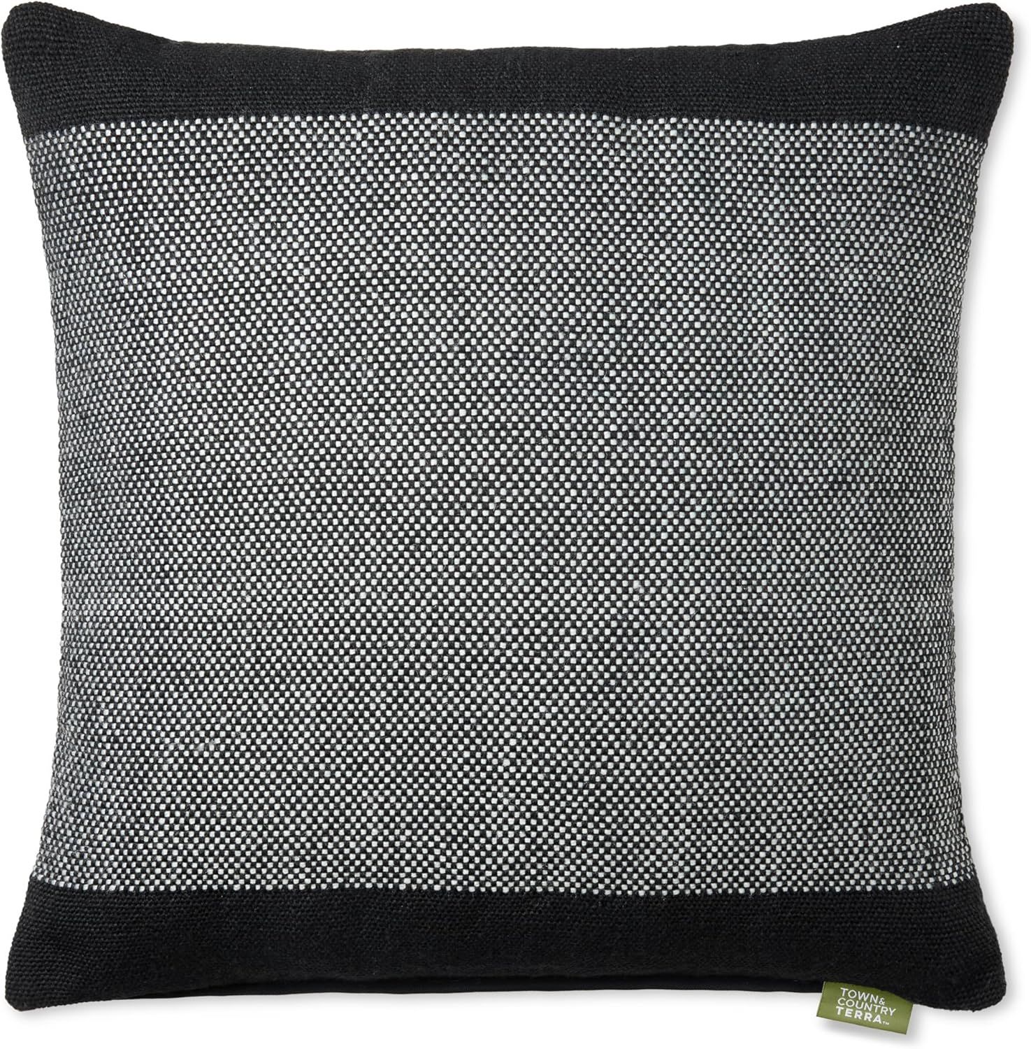 Black and Ivory Square Recycled Material Outdoor Pillow