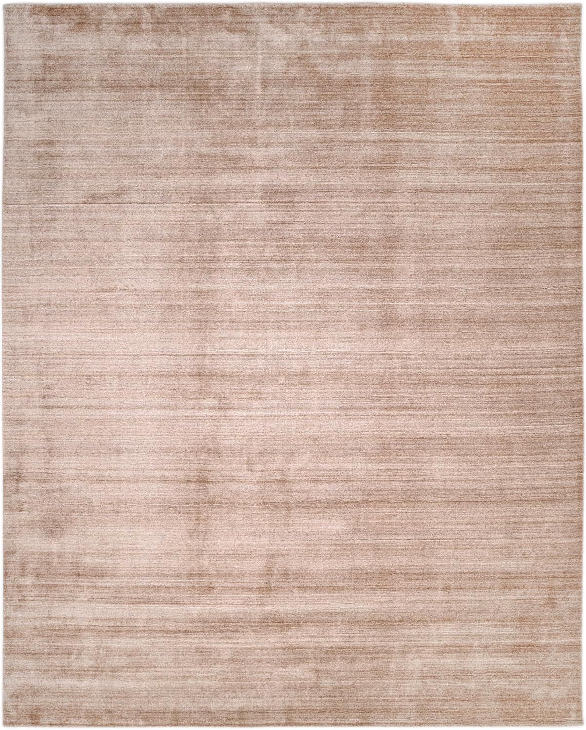 Solo Harbor Hand-Knotted Caramel Stripe Wool-Viscose 9' x 12' Area Rug