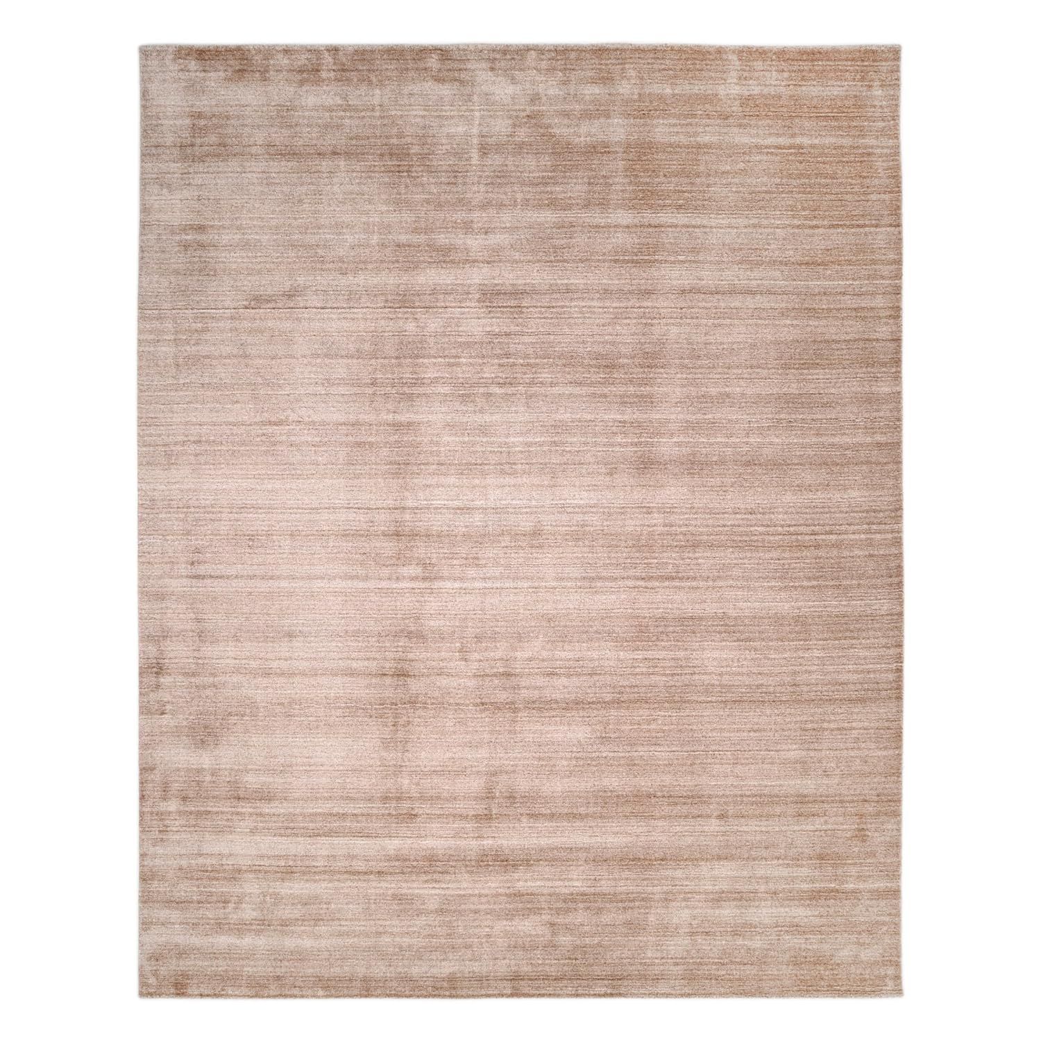 Solo Harbor Hand-Knotted Caramel Stripe Wool-Viscose 9' x 12' Area Rug