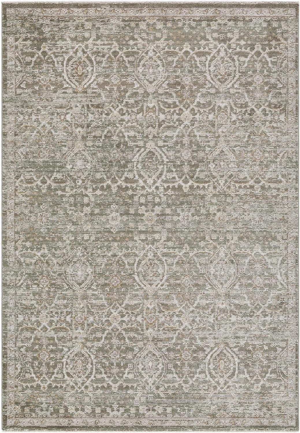 Myrtle Avenue Olive and Taupe Vintage Moroccan Area Rug, 5'3" x 7'7"