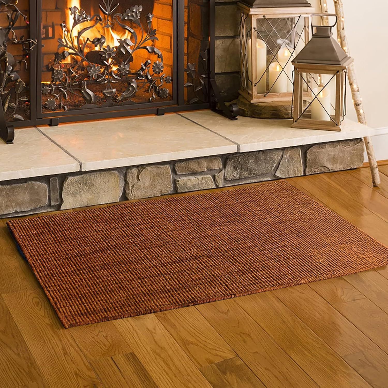 Paprika Wool Blend Hand-Tufted Rectangular Hearth Rug