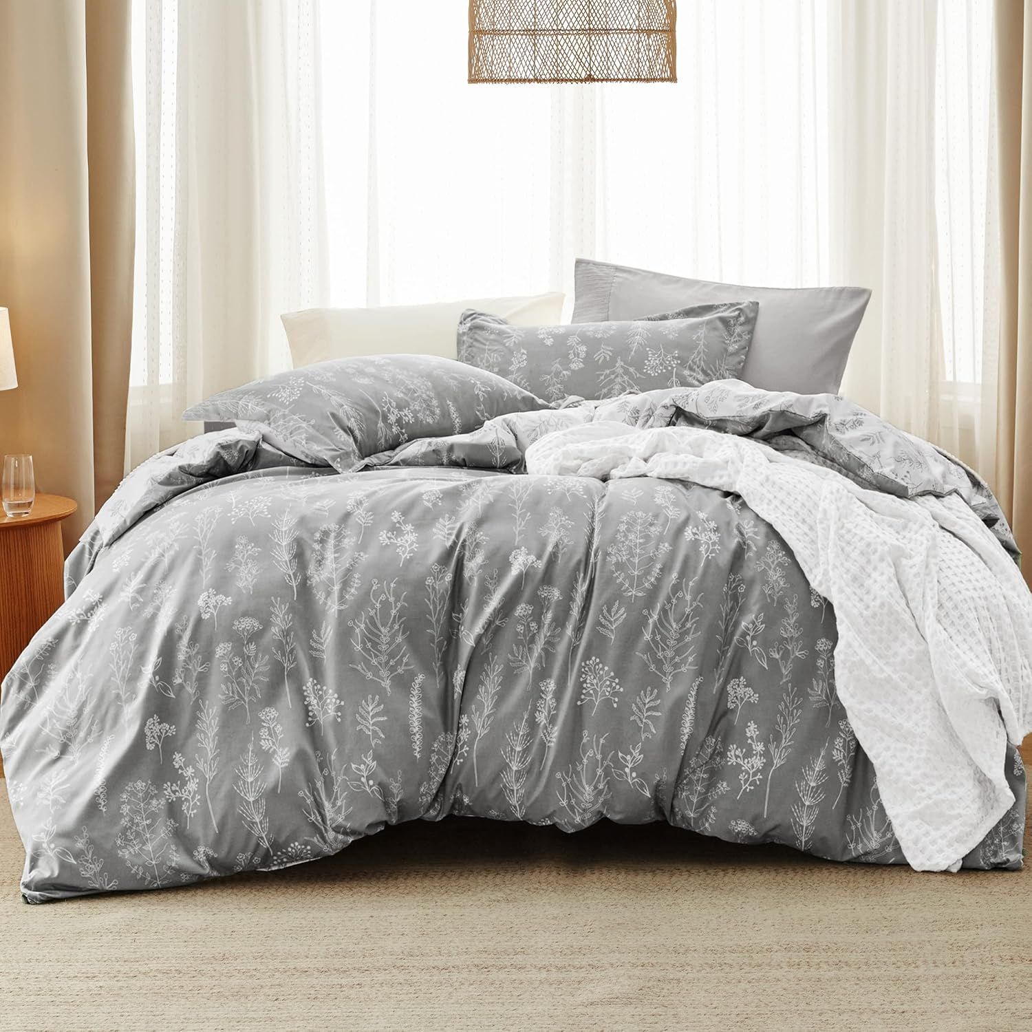 King Gray Reversible Down Alternative Microfiber Comforter Set