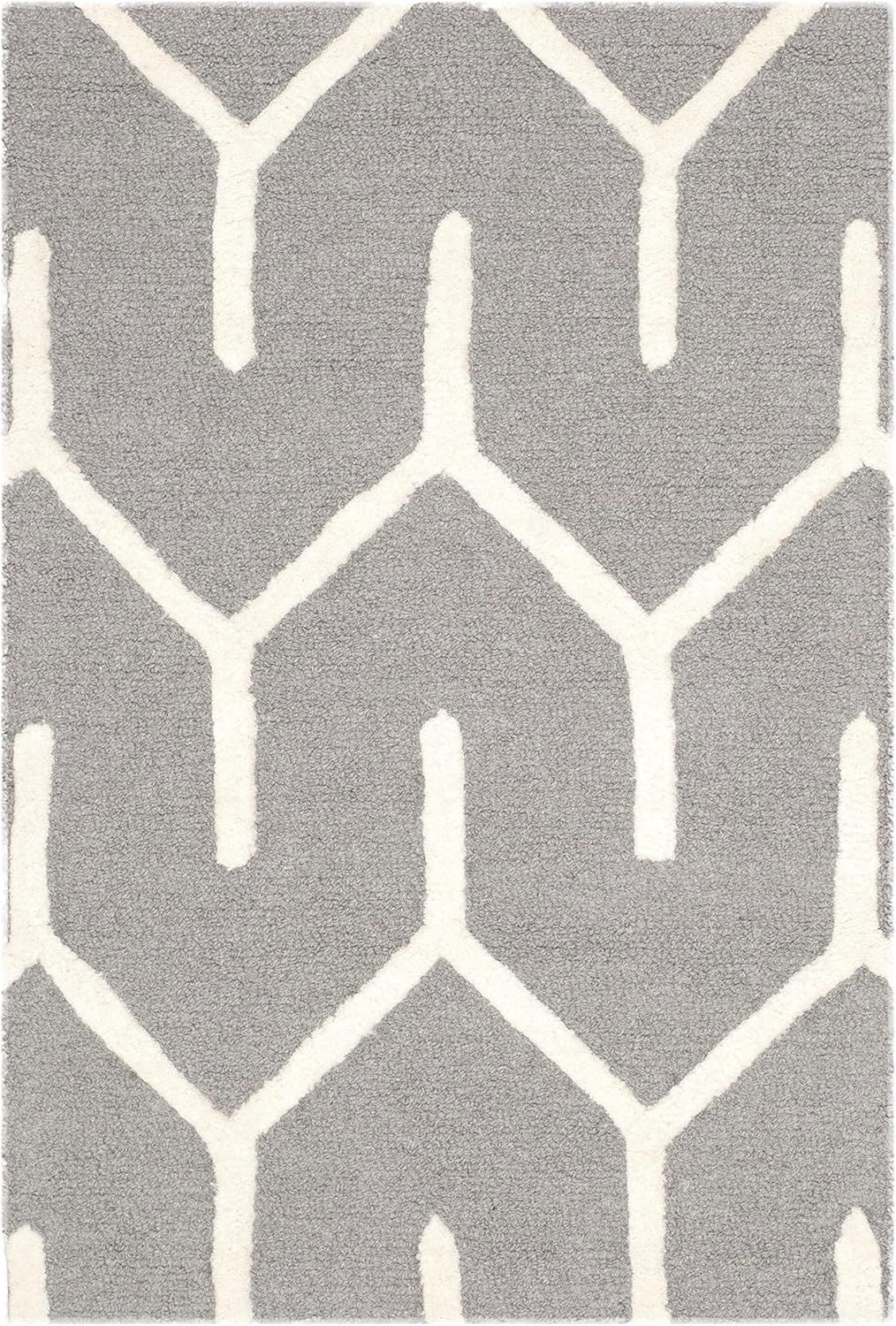 Gray Hand-Tufted Wool Geometric 2' x 3' Area Rug