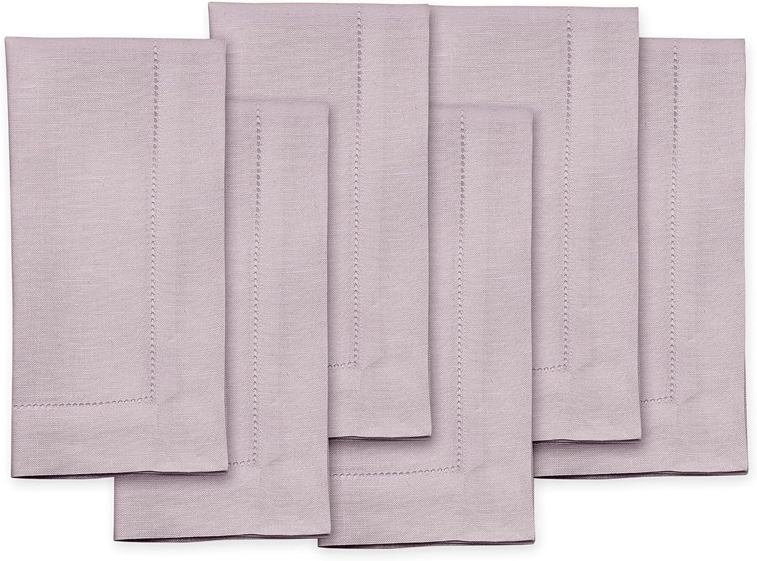 Lilac Linen Hemstitch Dinner Napkins Set of 6