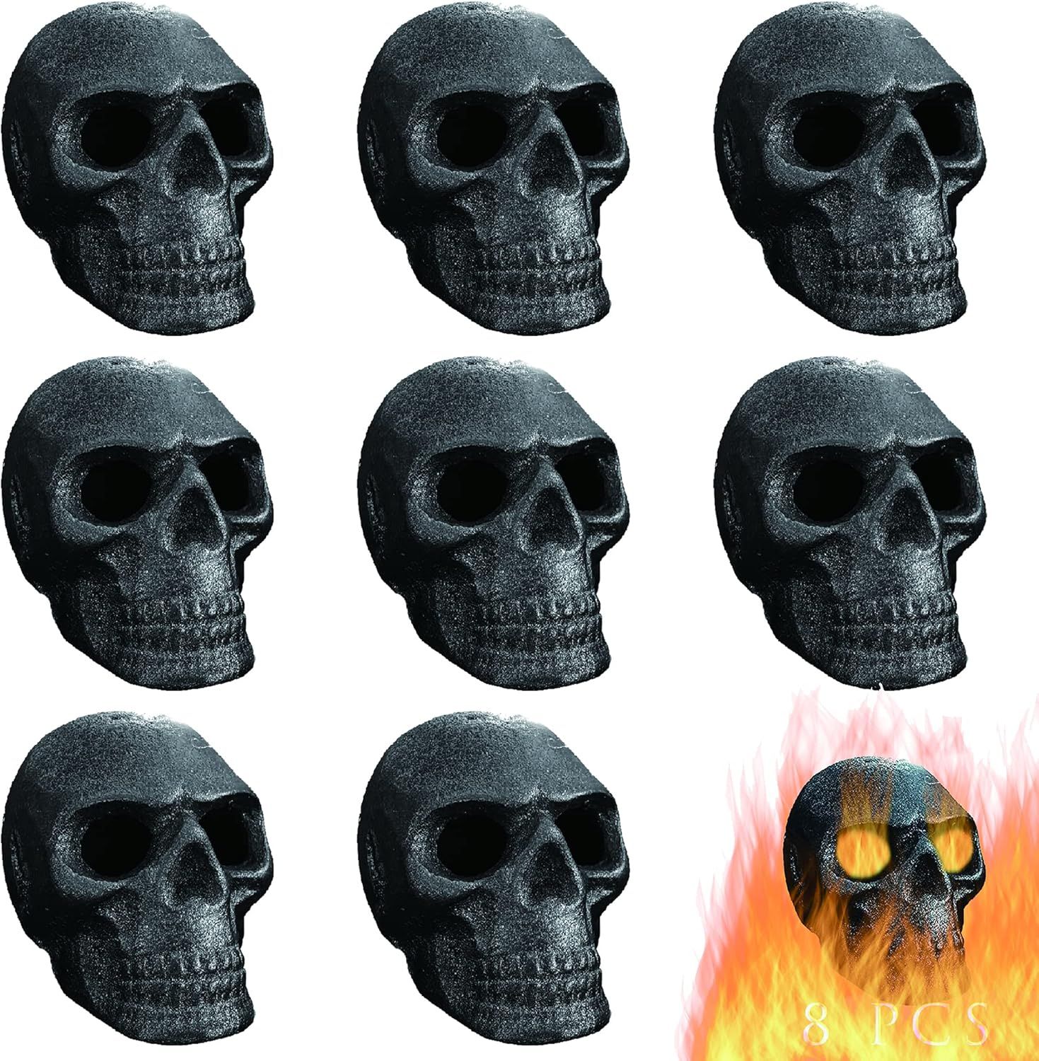 Halloween Metal Skull Gas Logs for Fireplaces, Set of 8