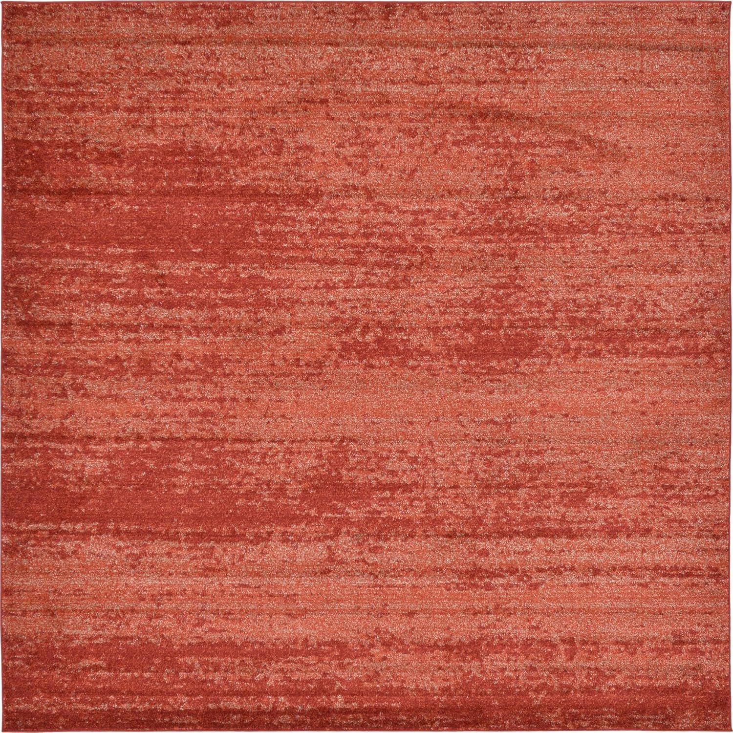 Terracotta Square Tufted Stain-Resistant Area Rug