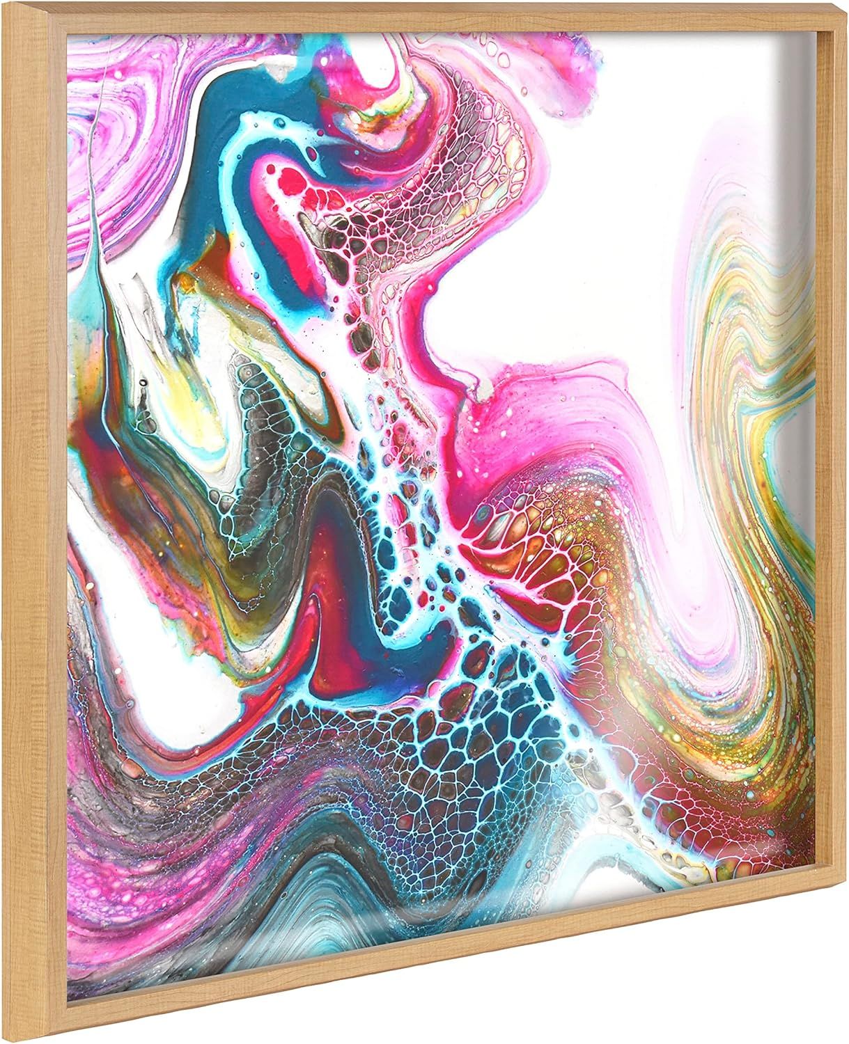 Colorful Abstract Acrylic Print on Canvas with Natural Frame, 24x24