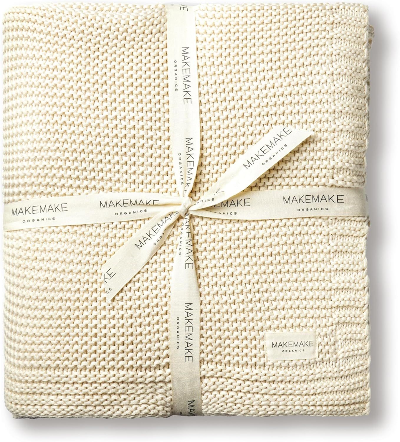 Vanilla Natural Organic Cotton Knitted Throw Blanket 50x60