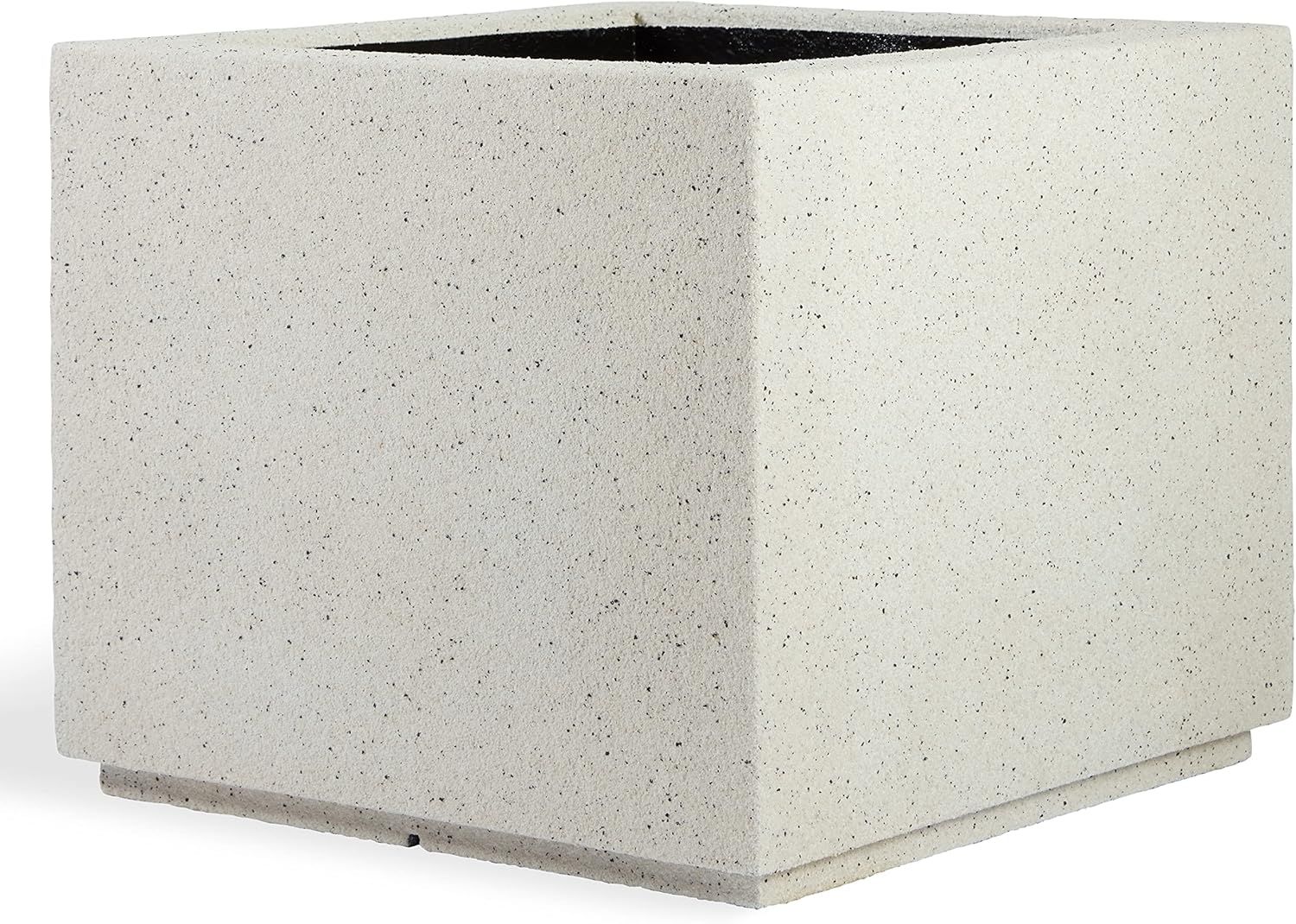 Extra Large White Granite Square Outdoor Planter with Drainage Holes