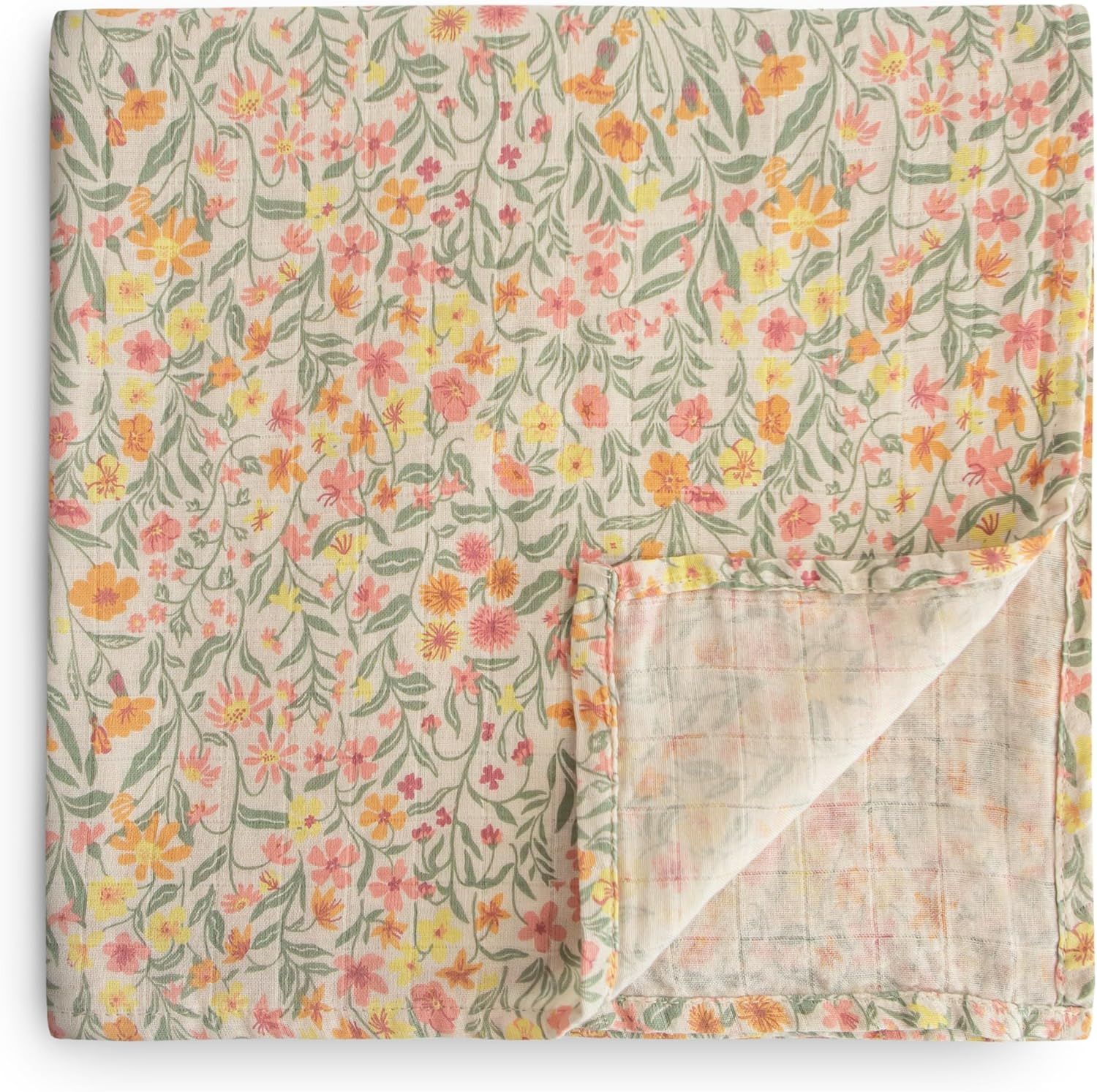 Pastel Blooms Organic Cotton Muslin Baby Swaddle Blanket