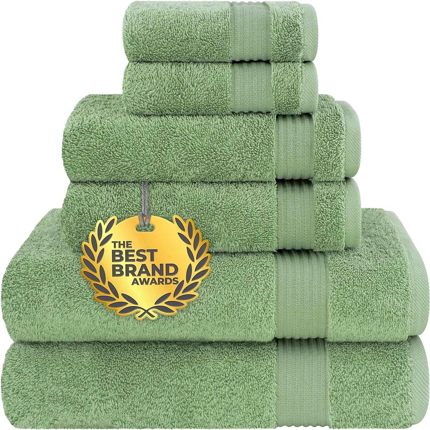 Sage Green Turkish Cotton 6-Piece Towel Set