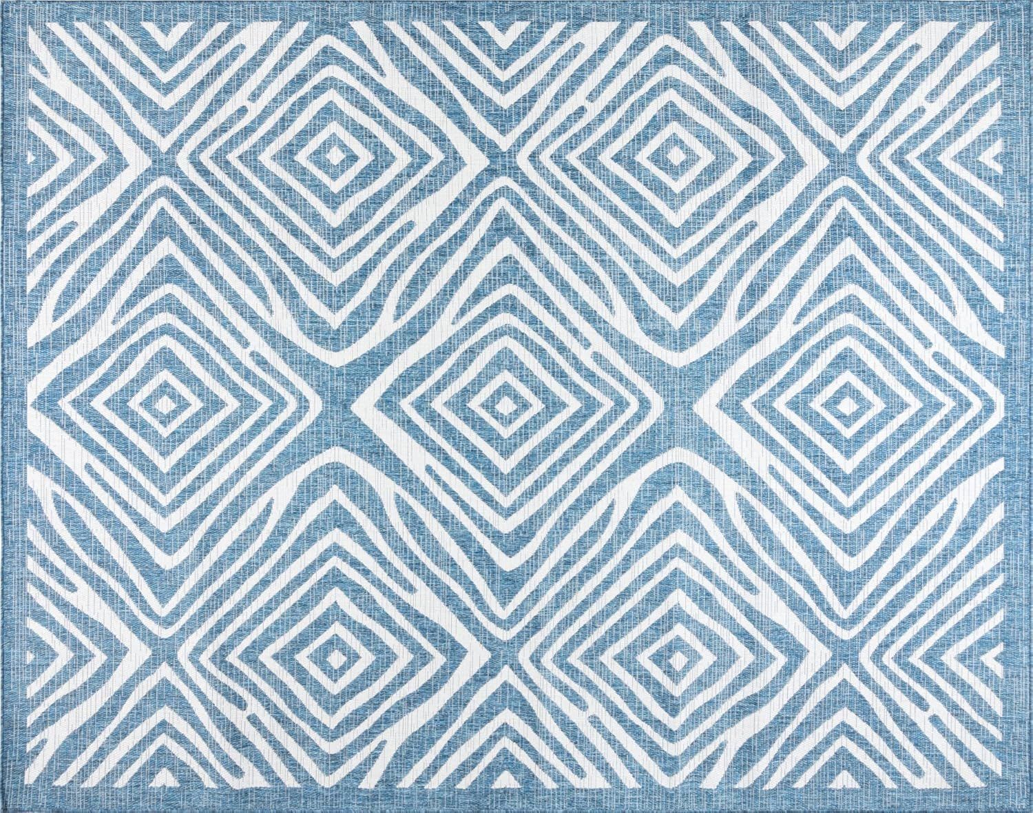 Tropea Stella Blue Synthetic 5' x 7' Easy-Care Outdoor Rug