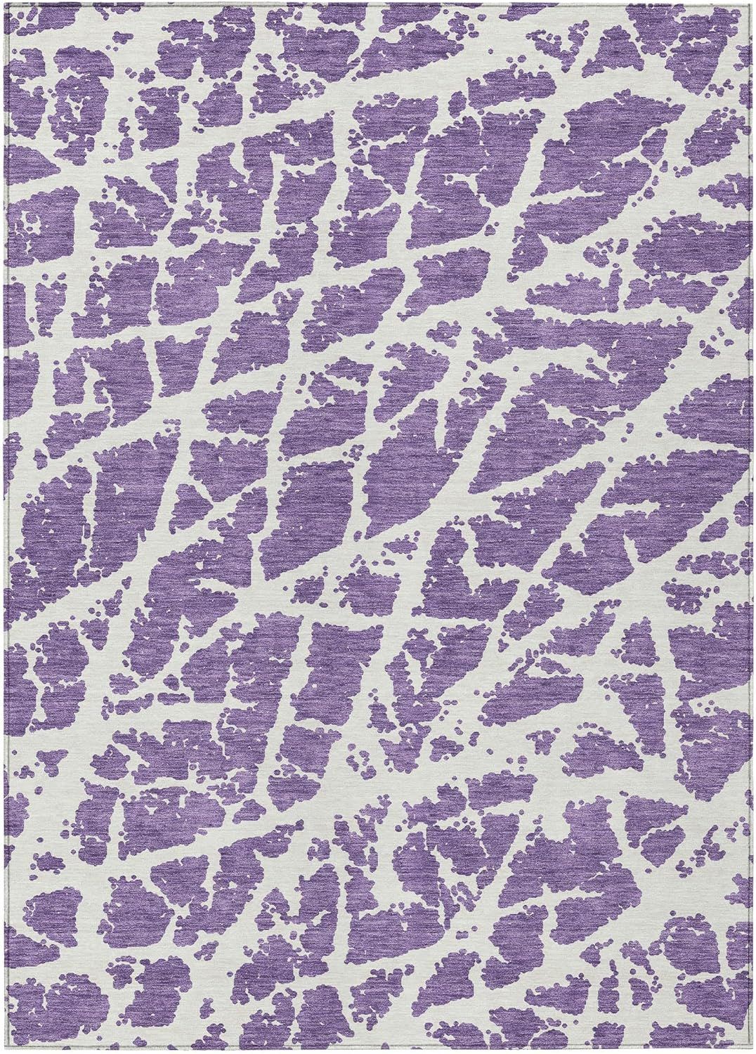 Purple and White Synthetic Flat Woven 9' x 12' Area Rug