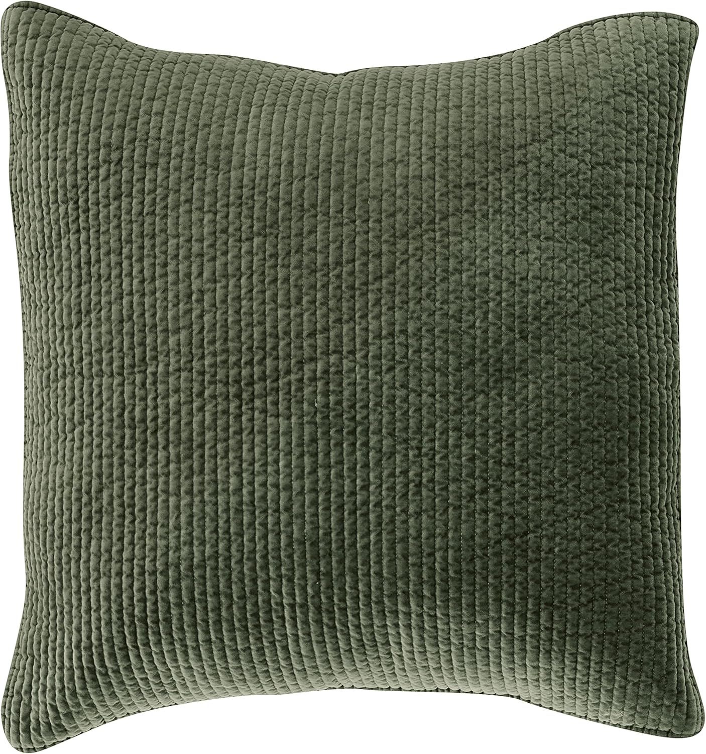 Fern Green Cotton Velvet Quilted Euro Sham