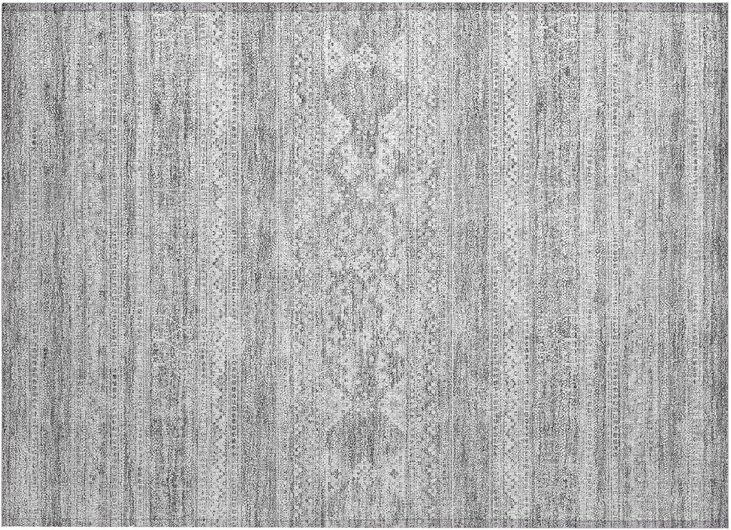 Silver Flat Woven Synthetic Indoor/Outdoor Area Rug