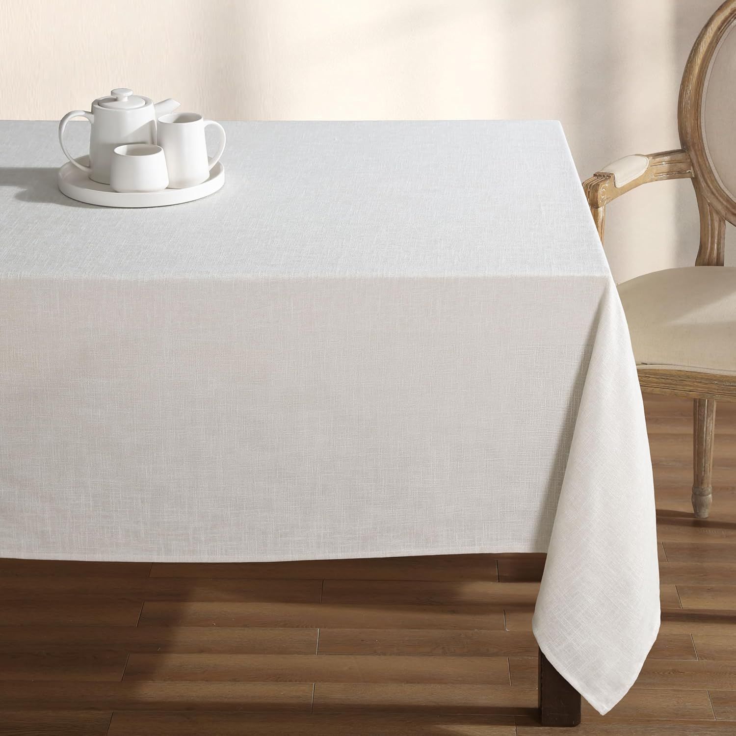 Ivory Rectangular Polyester Tablecloth, 60" x 84"