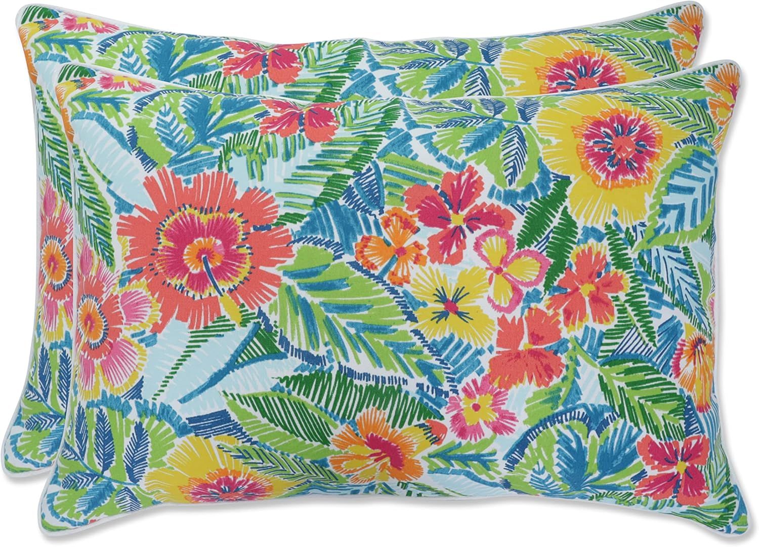 Bright Multicolor Floral Outdoor Lumbar Pillows Set