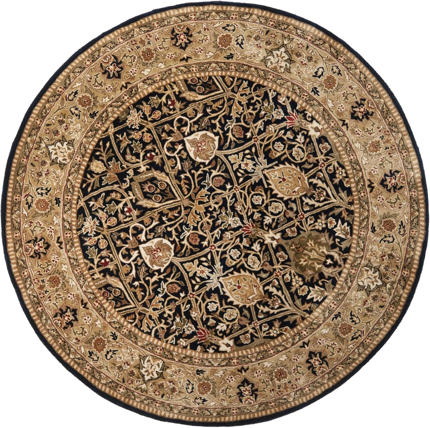 SAFAVIEH Persian Legend Collection 8' Round Blue/Gold PL519C Handmade Traditional Premium Wool Area Rug