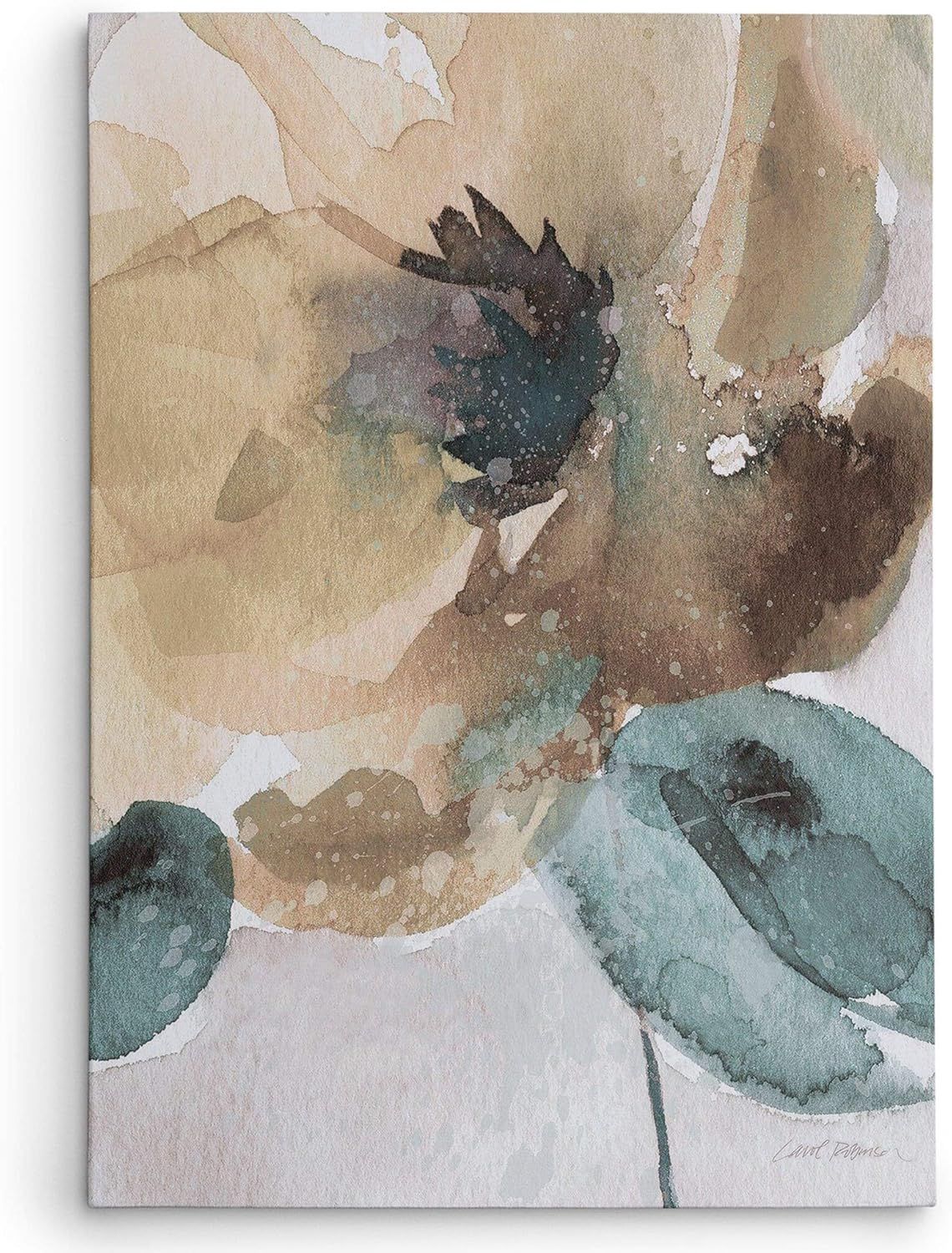 Poppy II Beige and Green Canvas Wall Art