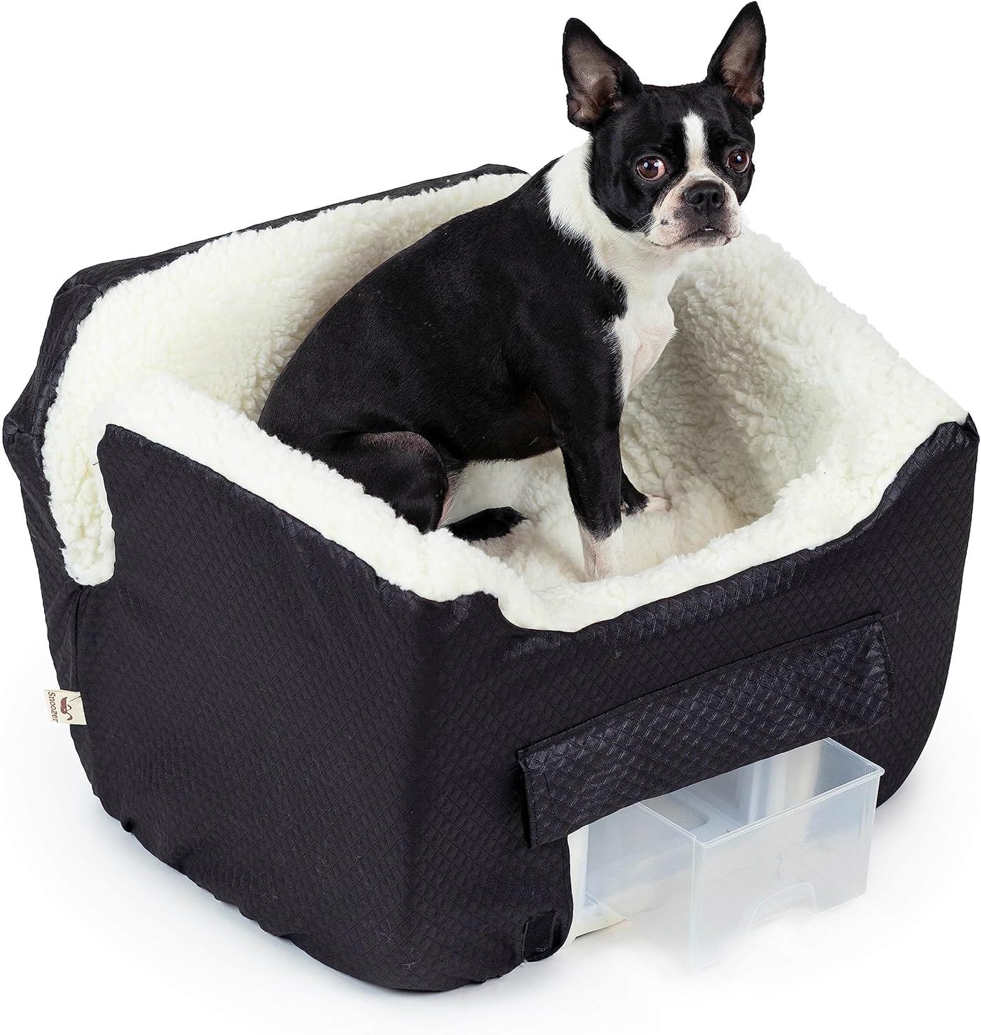 Medium Black Diamond Dog Car Seat with Storage Tray