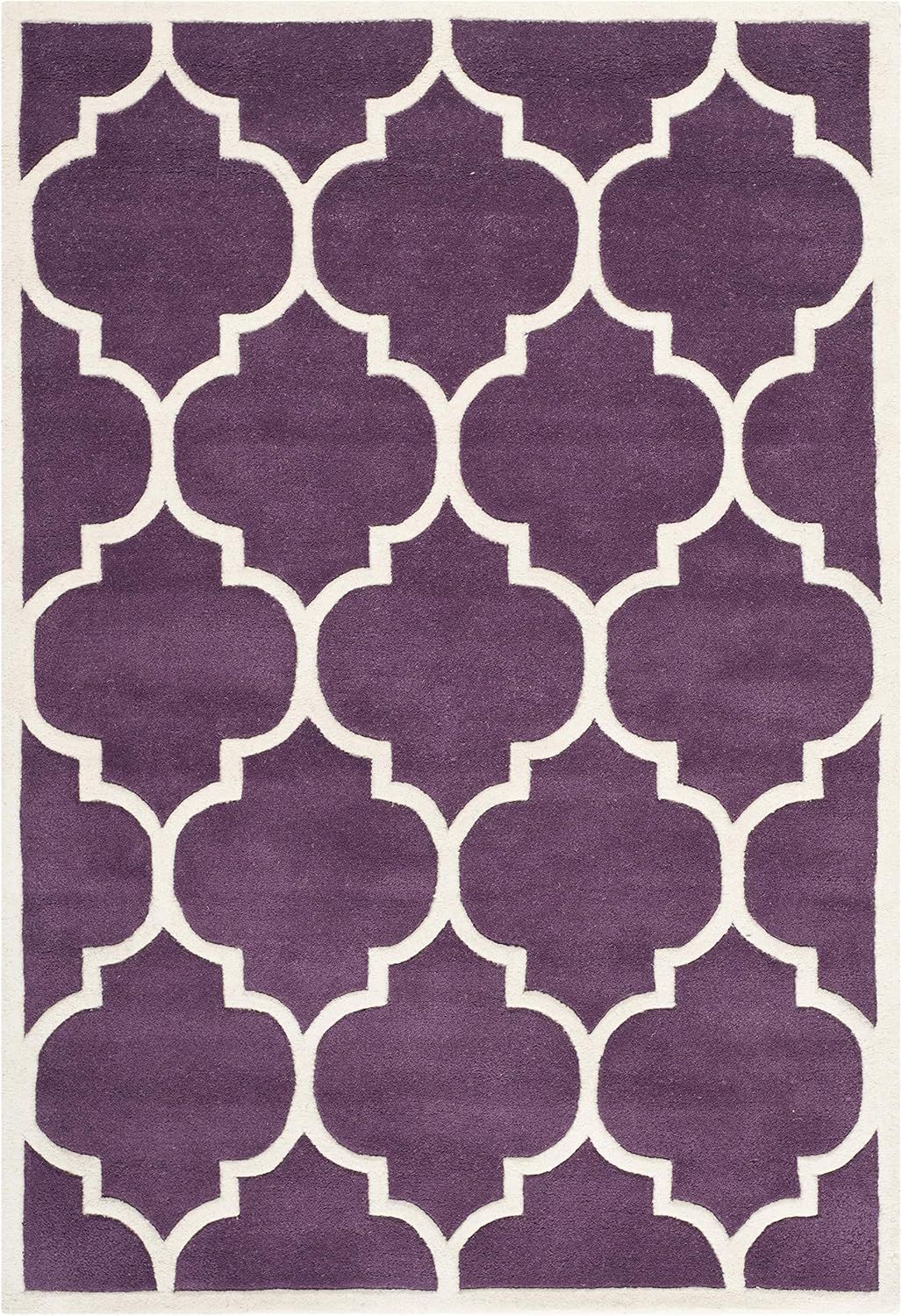 Ivory and Purple Hand-Tufted Wool Chevron Rug 2'-3" x 5'