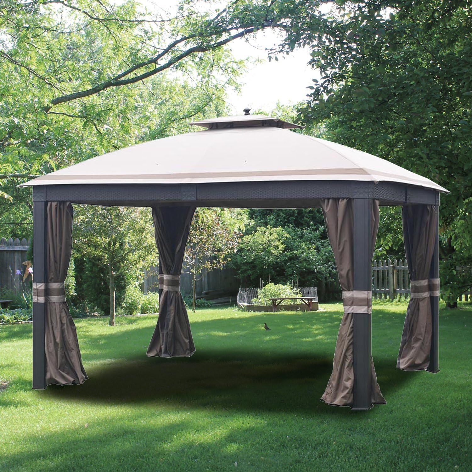 Beige Whisper 10' x 12' Two-Tiered Replacement Gazebo Canopy