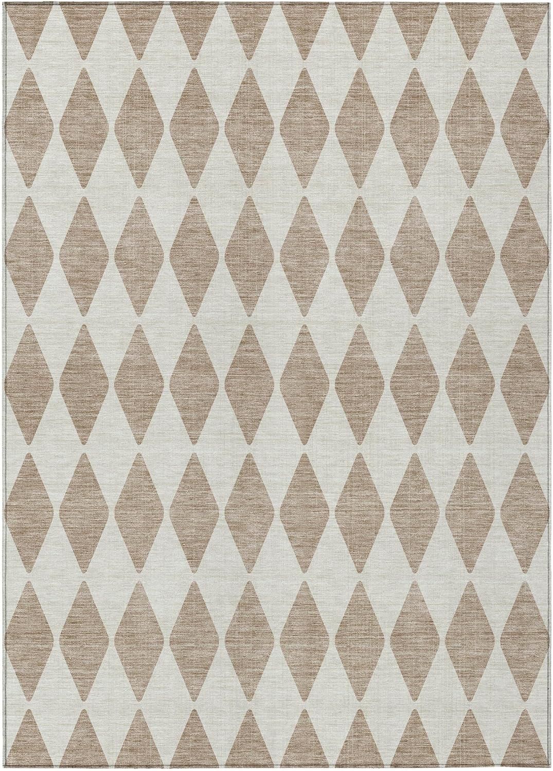 Taupe Diamond Pattern Synthetic 9' x 12' Reversible Area Rug