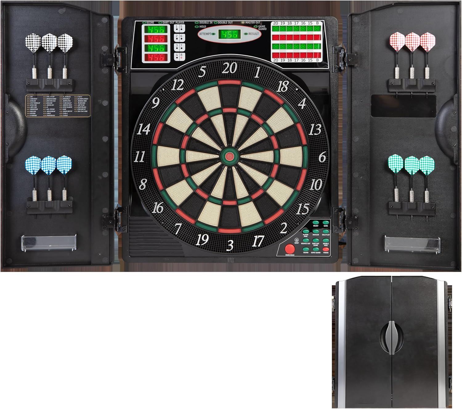 Black Electronic Dartboard with Cabinet and LED Display