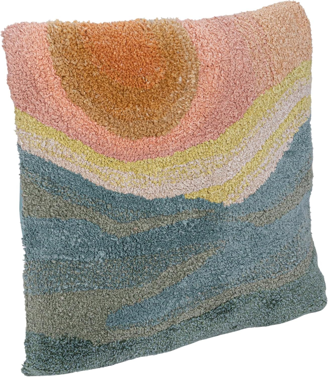 Multicolor Cotton Blend Tufted Abstract Square Pillow