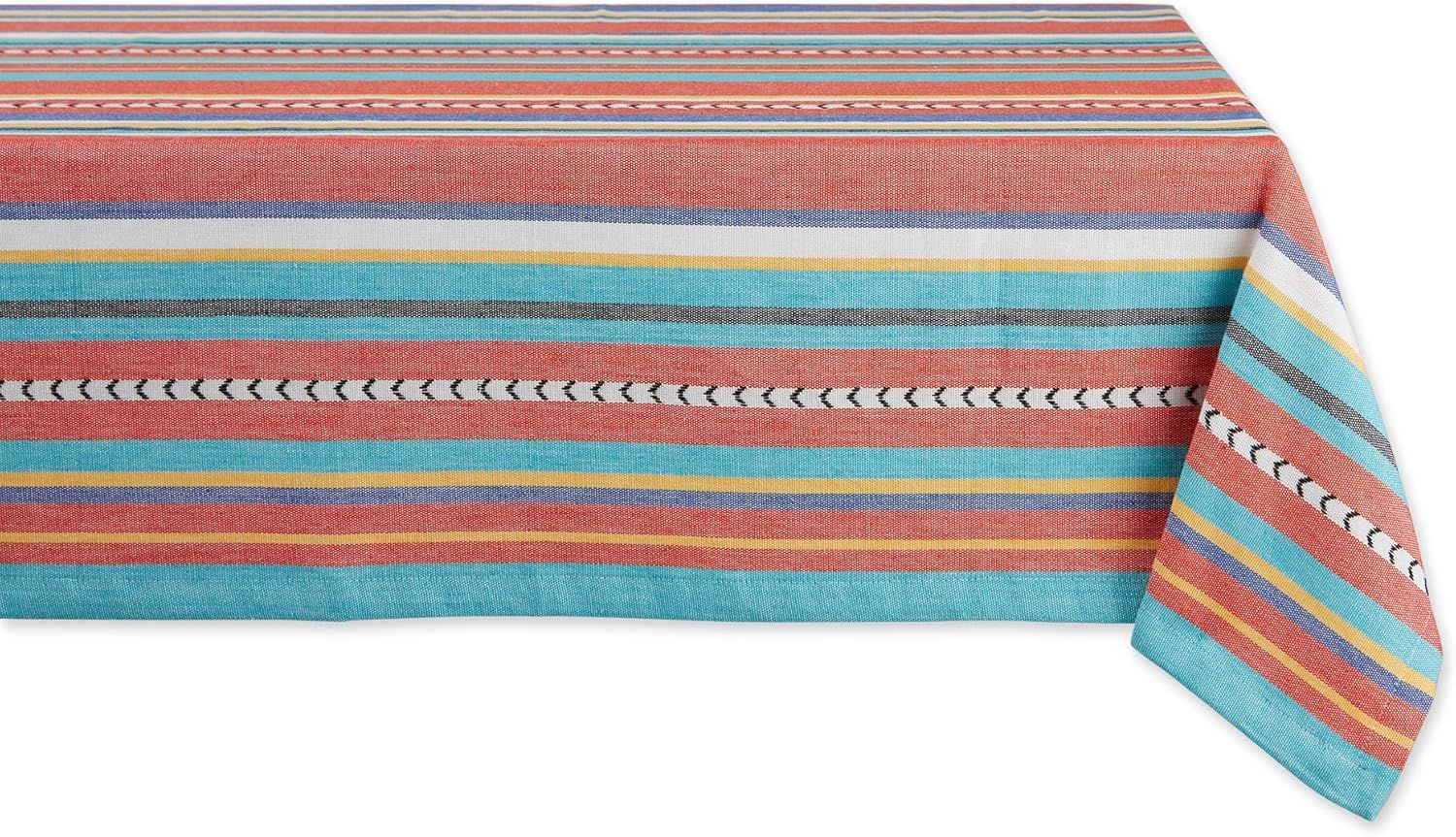 Verano Stripe Multicolor Cotton Square Tablecloth, 52x52