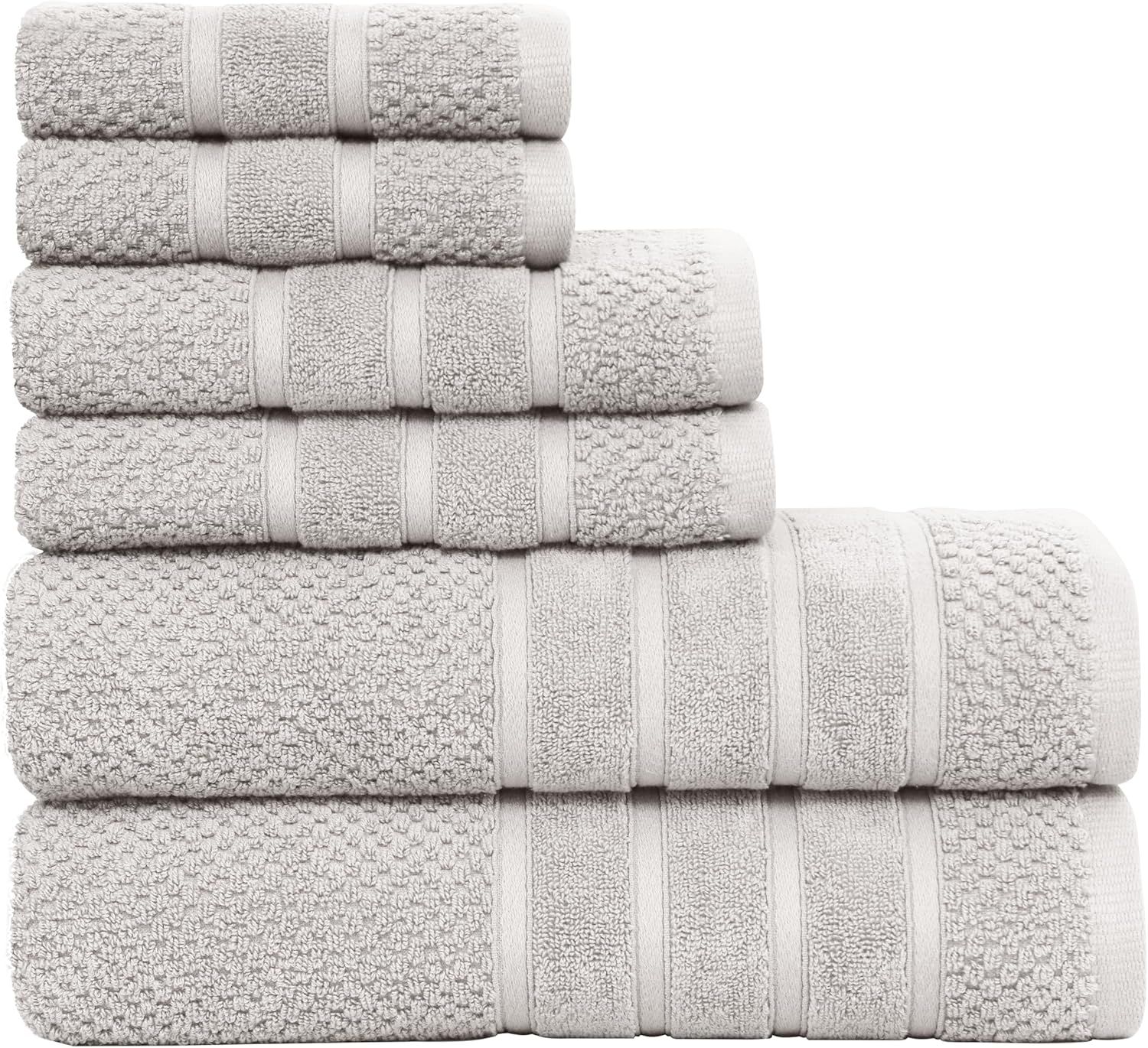 Luxury Silver 100% Cotton 6-Piece Towel Set