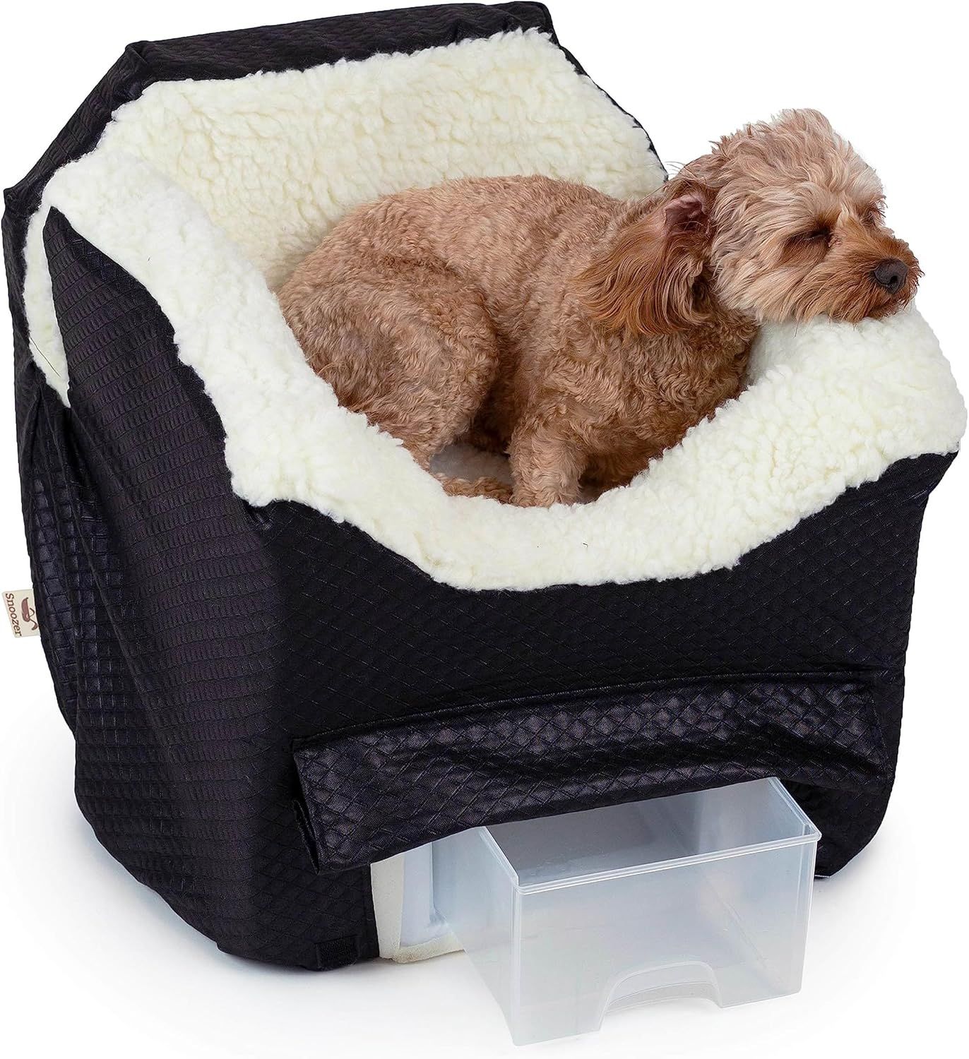 Small Black Diamond Dog Car Seat with Sherpa Lining